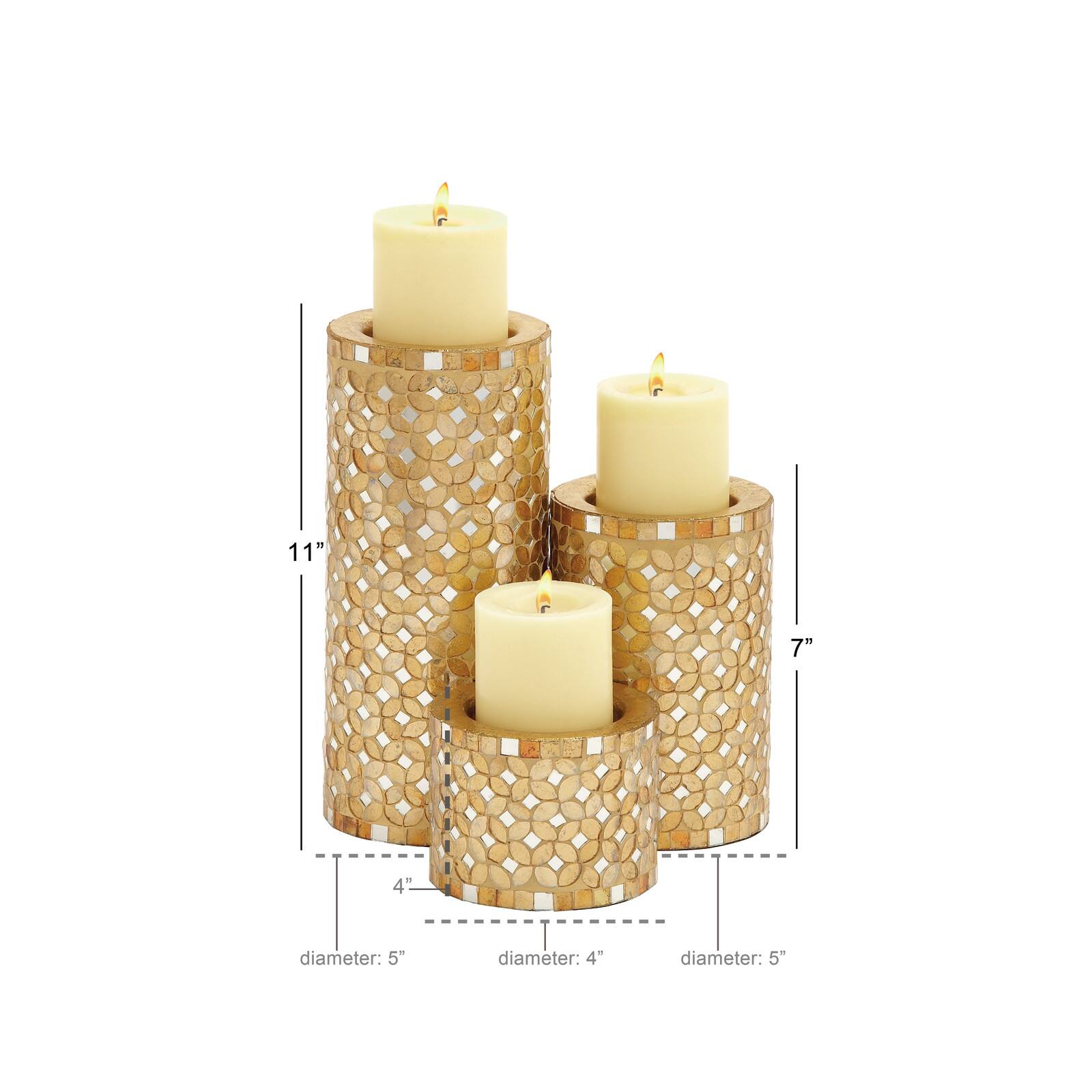 Gold Metal Glam Candle Holder Set