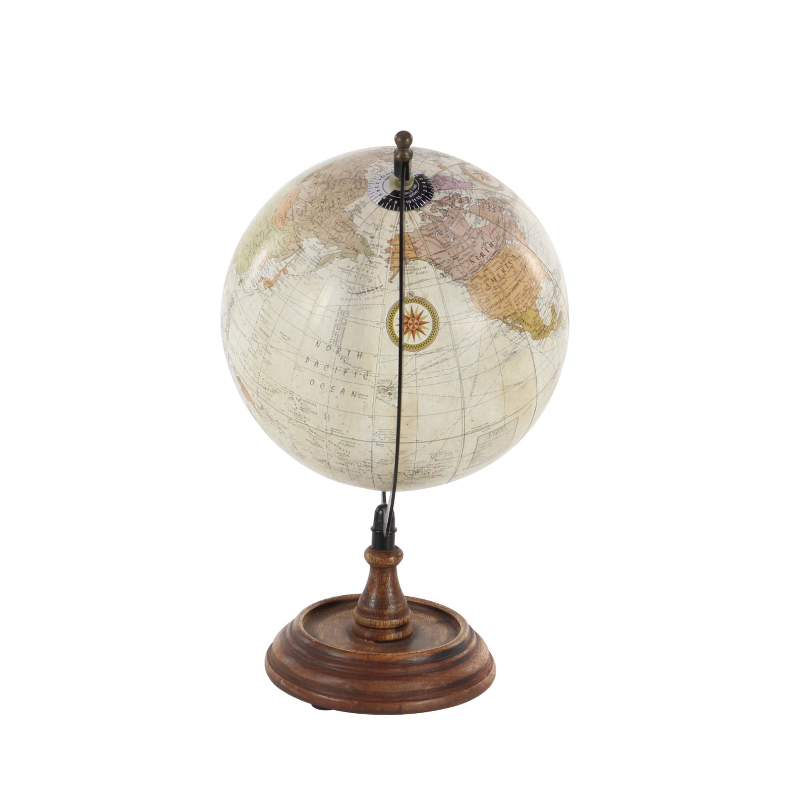 14&#x22; Brown Mango Wood Traditional Globe