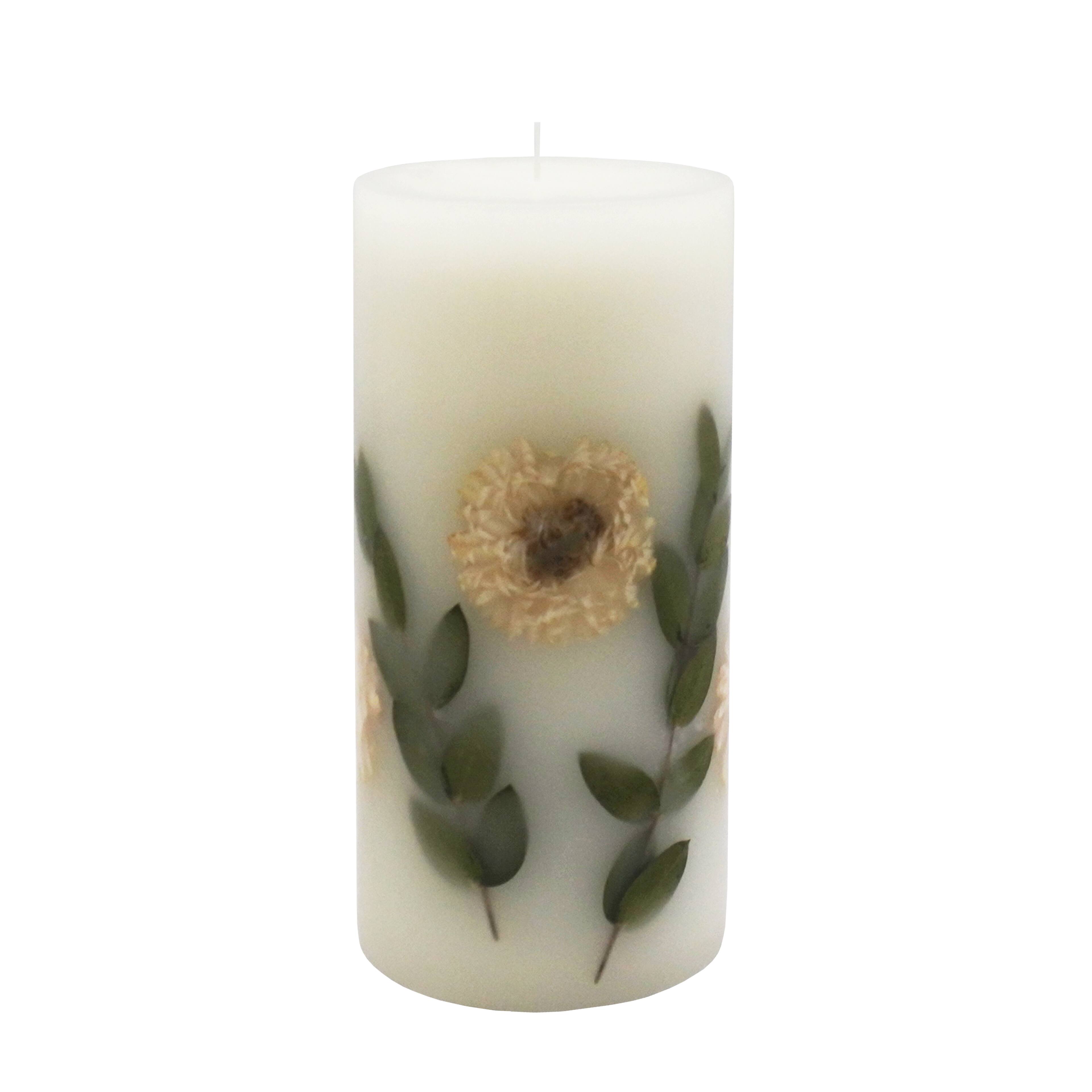 3&#x22; x 6&#x22; Botanical White Flower Pillar Candle by Ashland&#xAE;