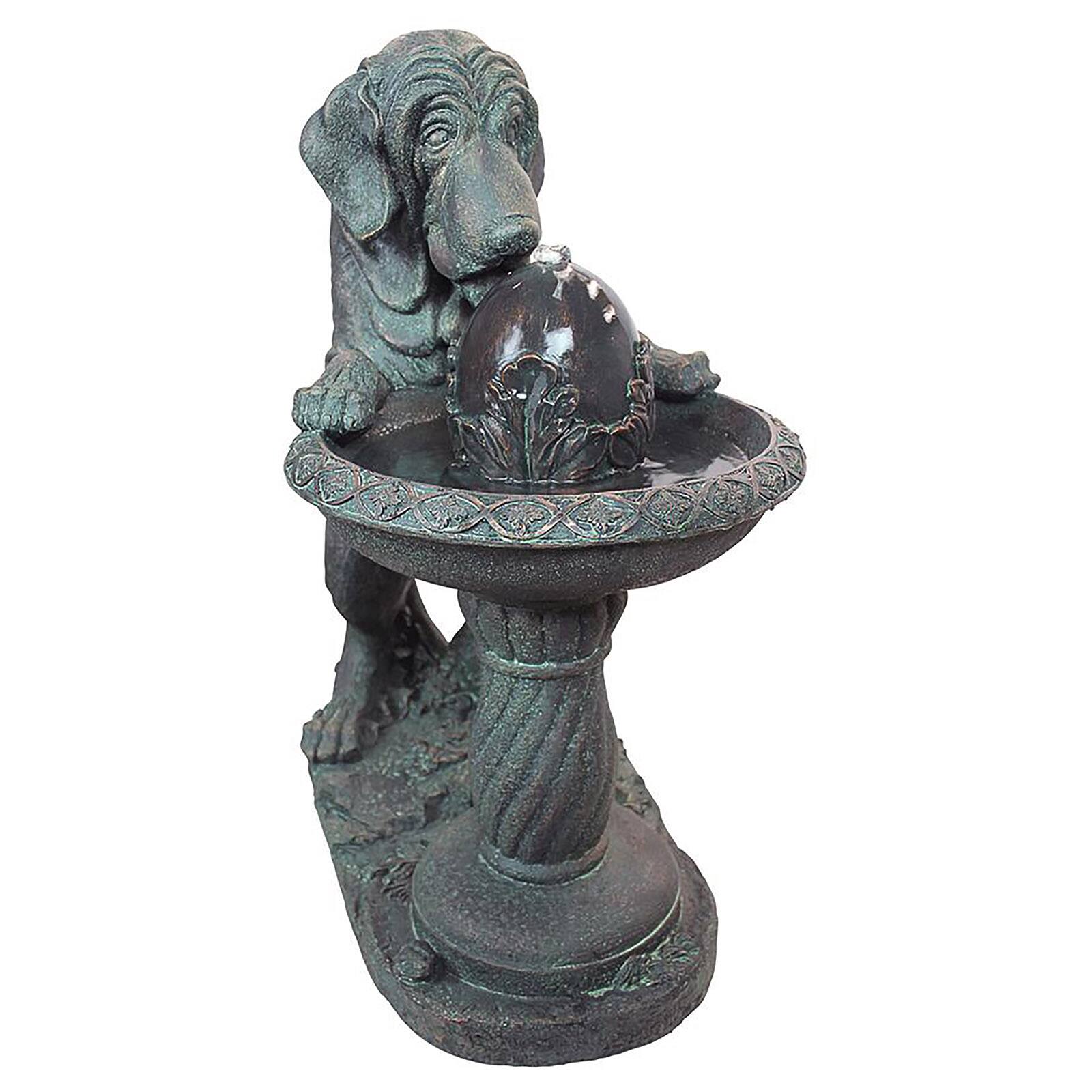 Design Toscano 26.5&#x22; Dog&#x27;s Refreshing Drink Sculptural Fountain