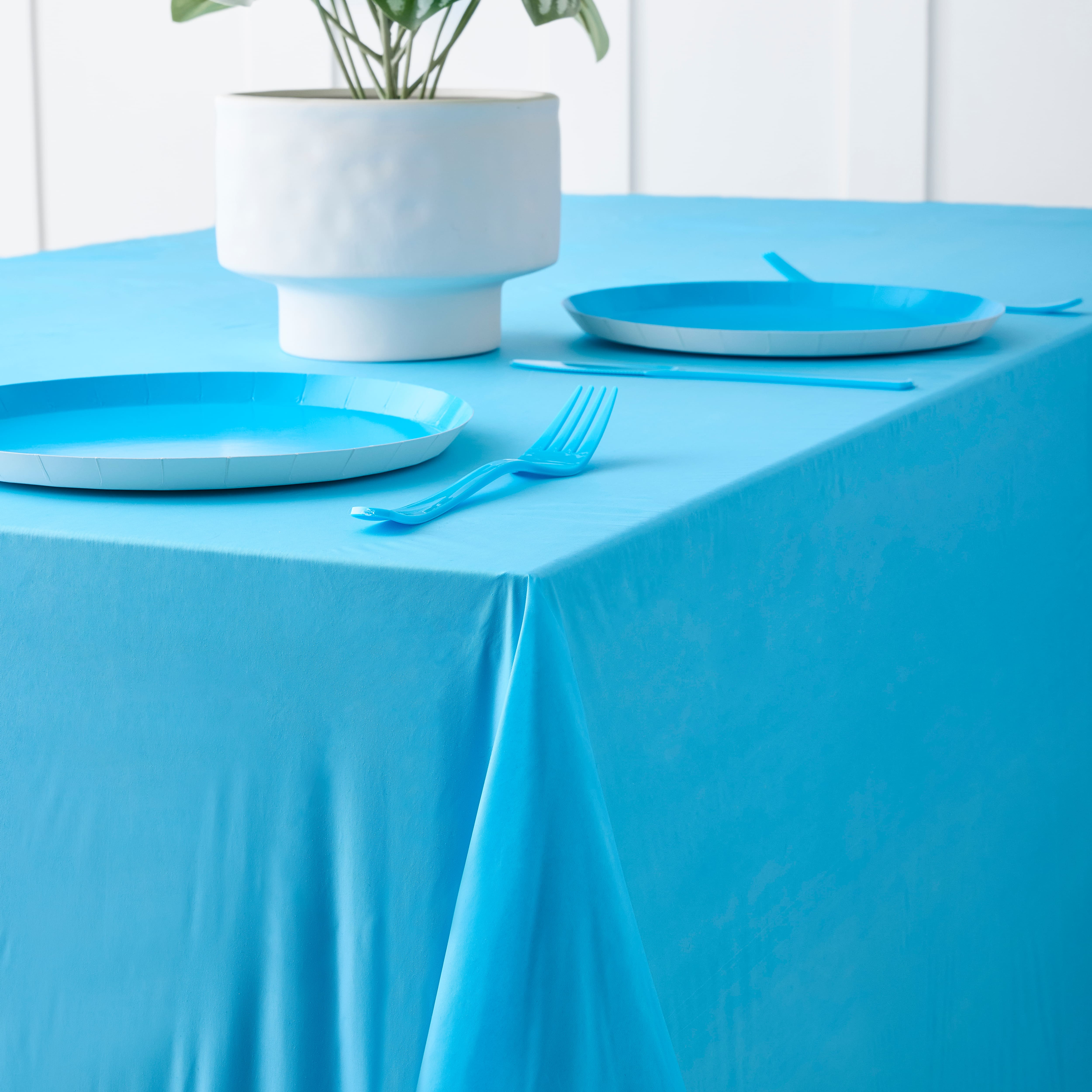 12 Pack: 108&#x22; Blue Plastic Table Cover by Celebrate It&#x2122;