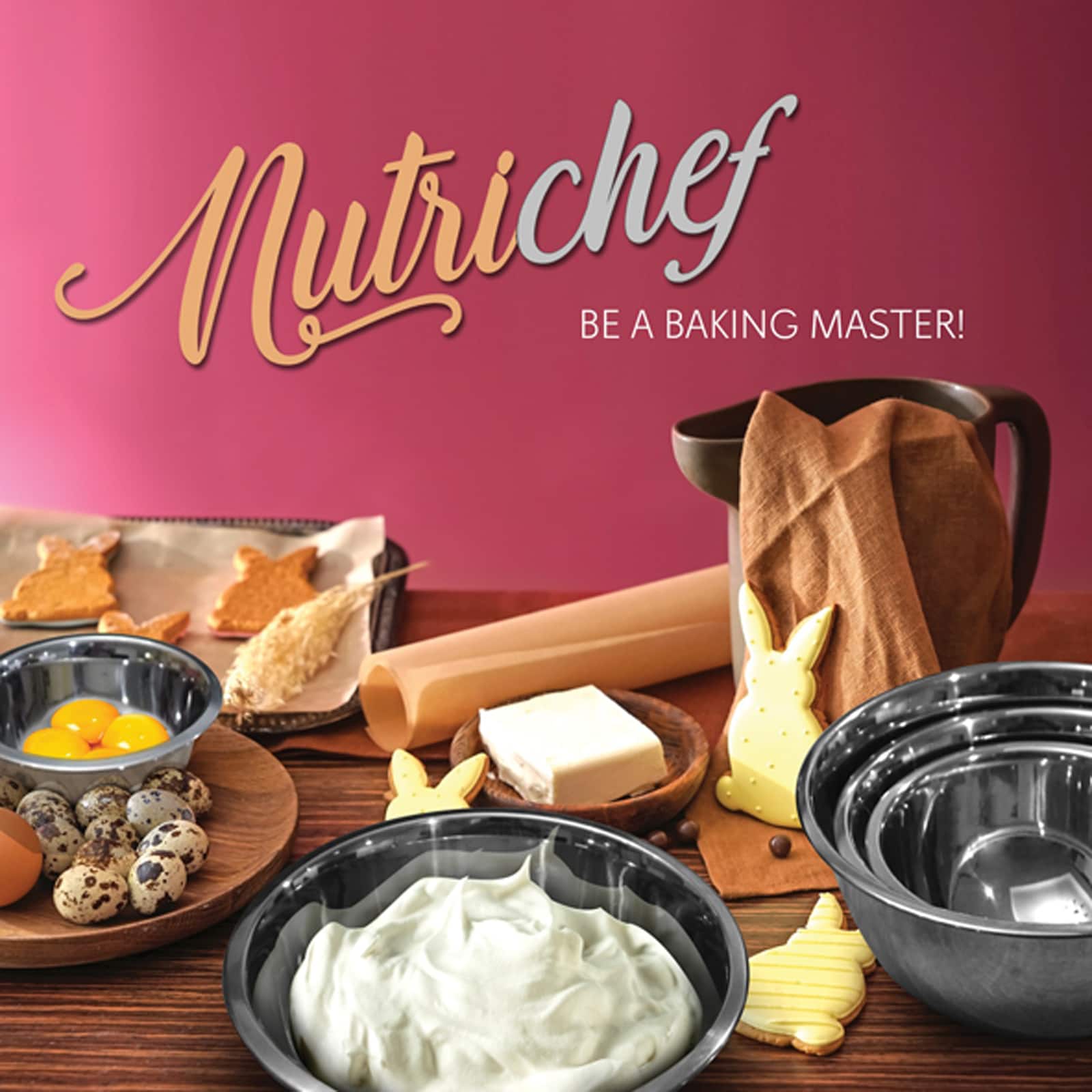 Nutrichef Stainless Steel Mixing Bowl Set