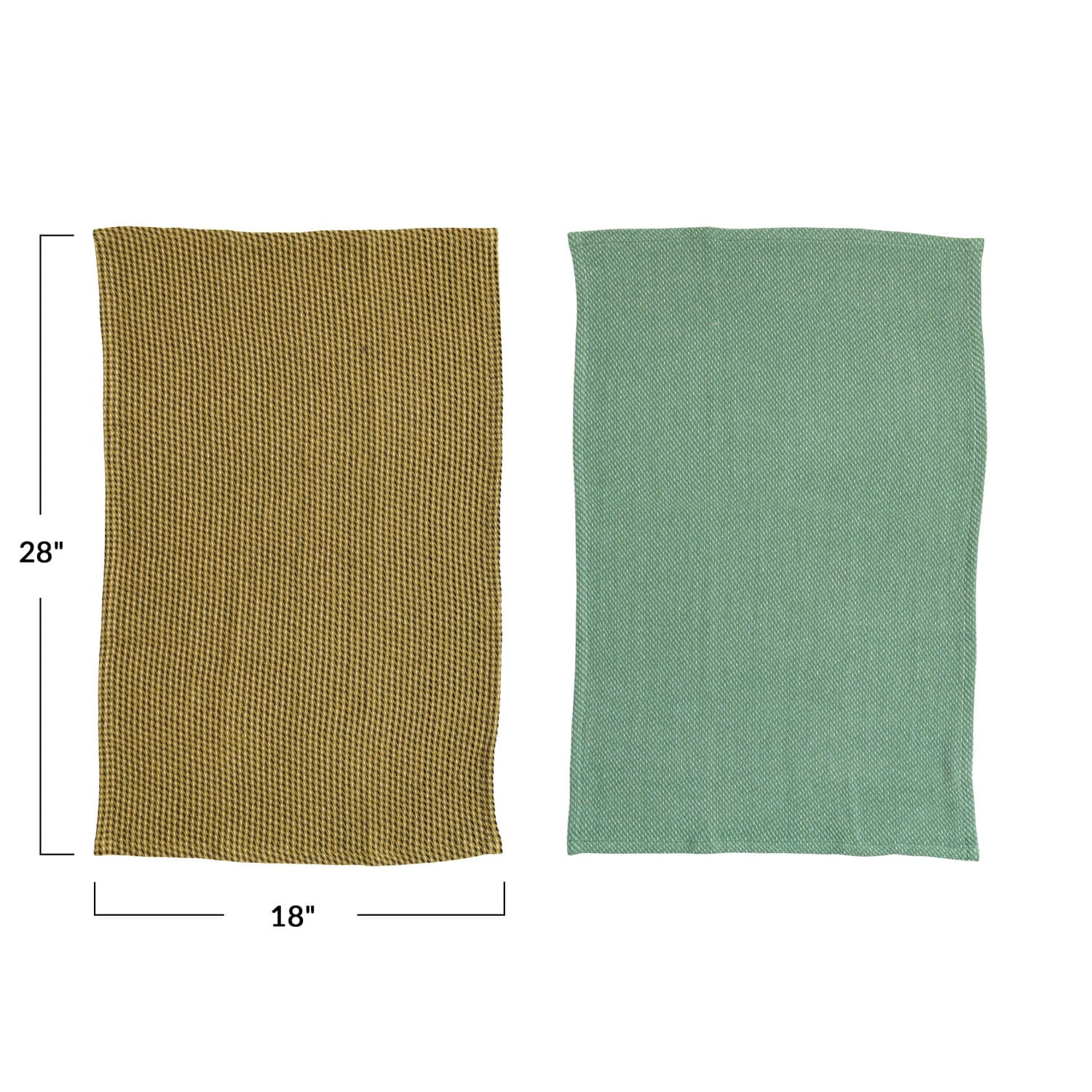 Teal &#x26; Olive Cotton Waffle Weave Tea Towel Set in Bag