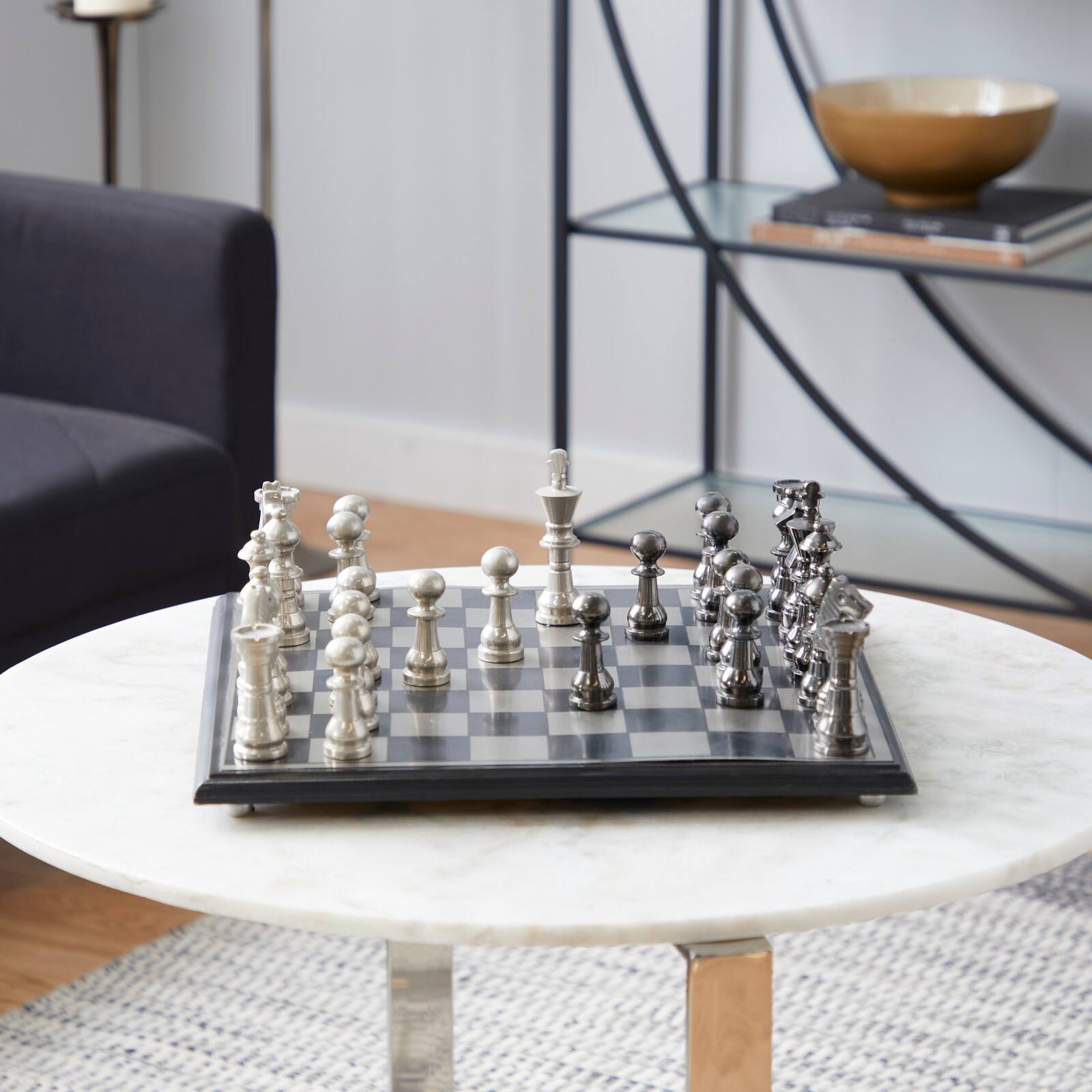 Silver Aluminum Traditional Chess Game Set
