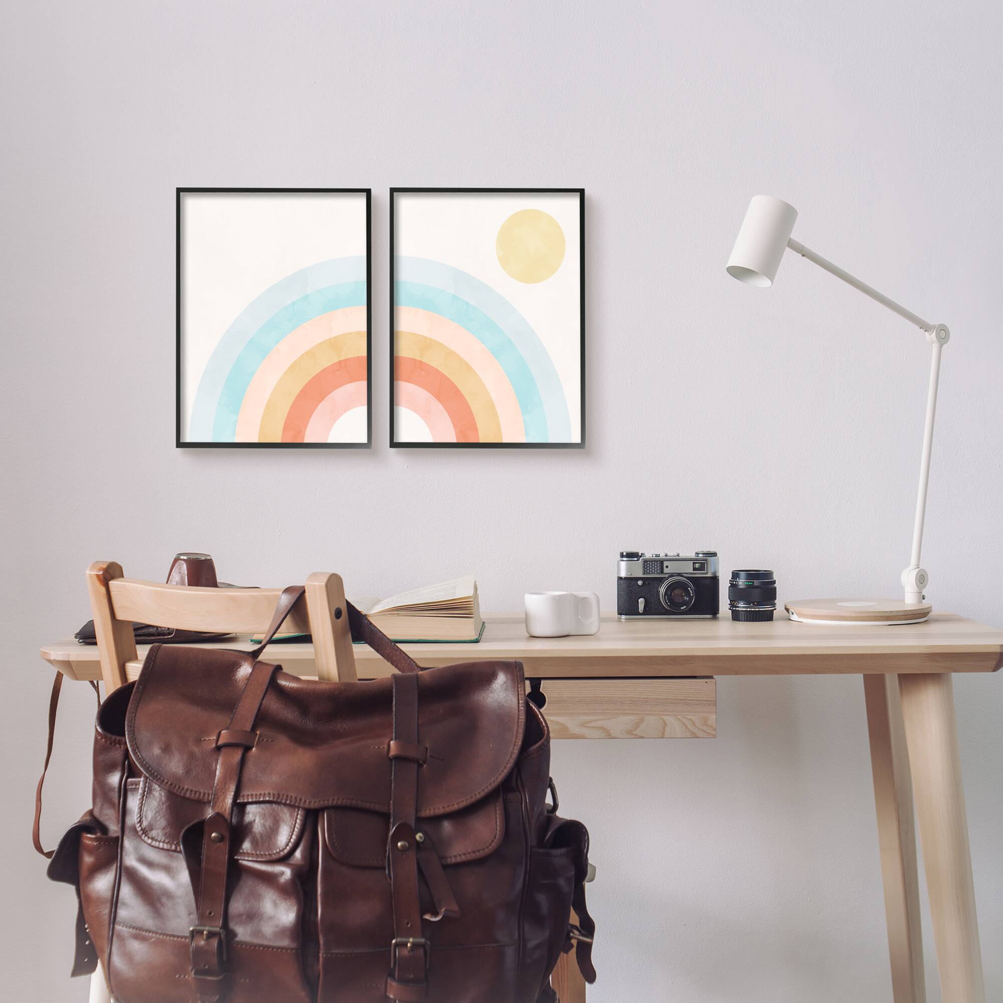 Stupell Industries Bold Summer Sun Rainbow Soft Pastel Tones Kids Framed Wall Art