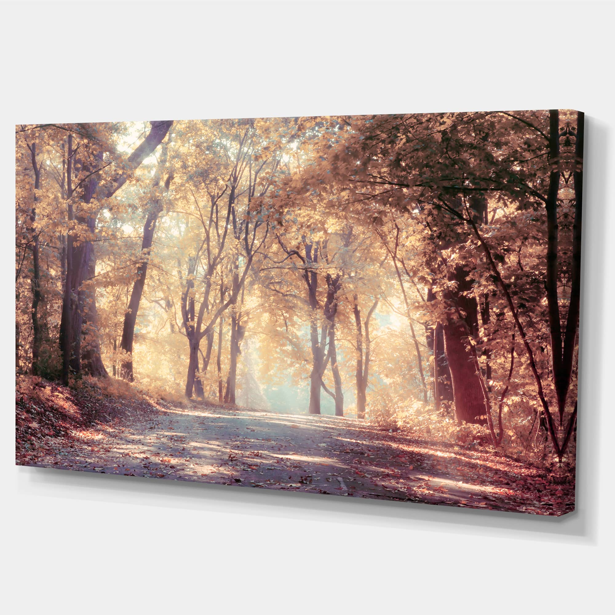 Designart - Golden Autumn Beautiful Forest - Landscape Canvas Art Print