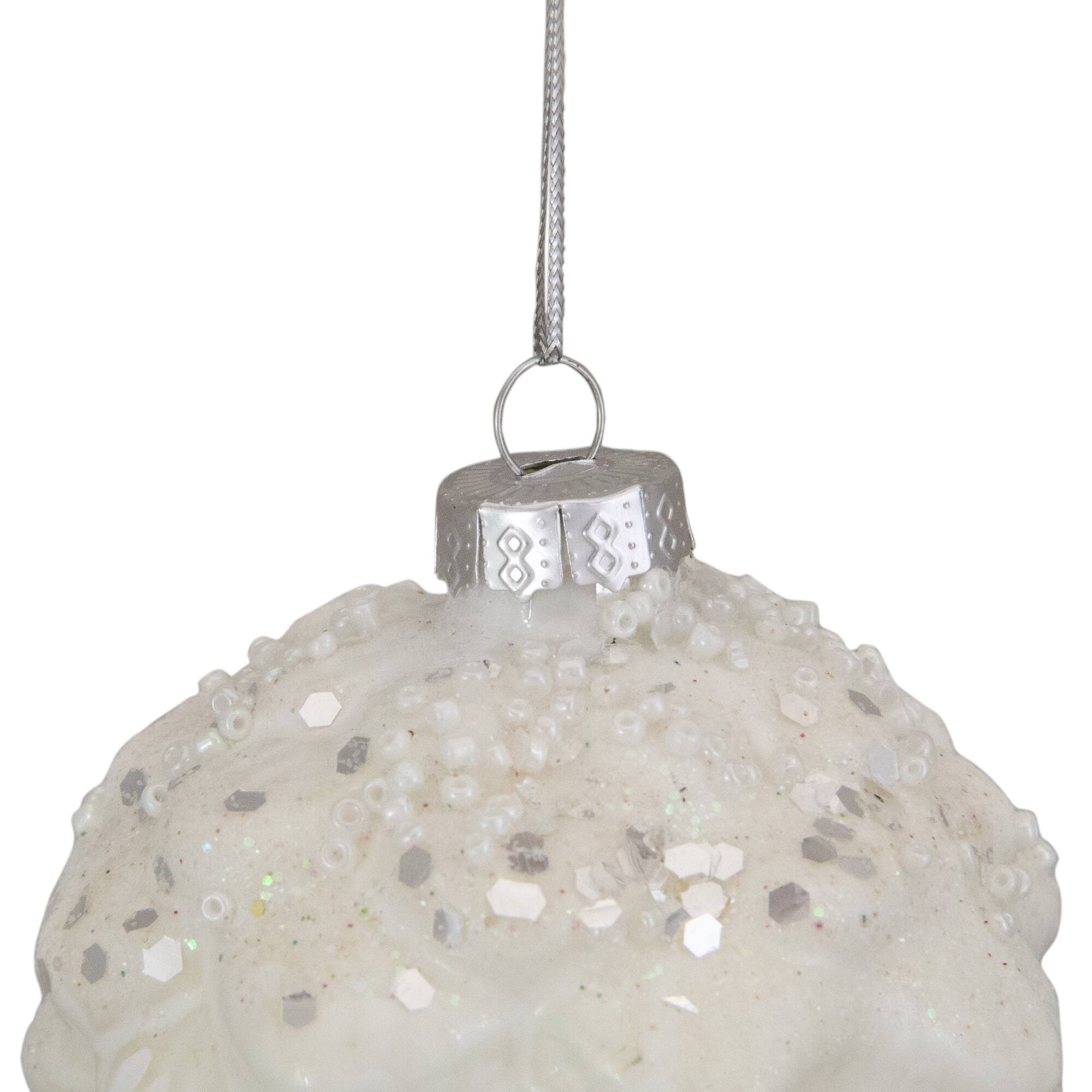3.5&#x22; Silver Frosted Pine Cone Glass Christmas Ornament