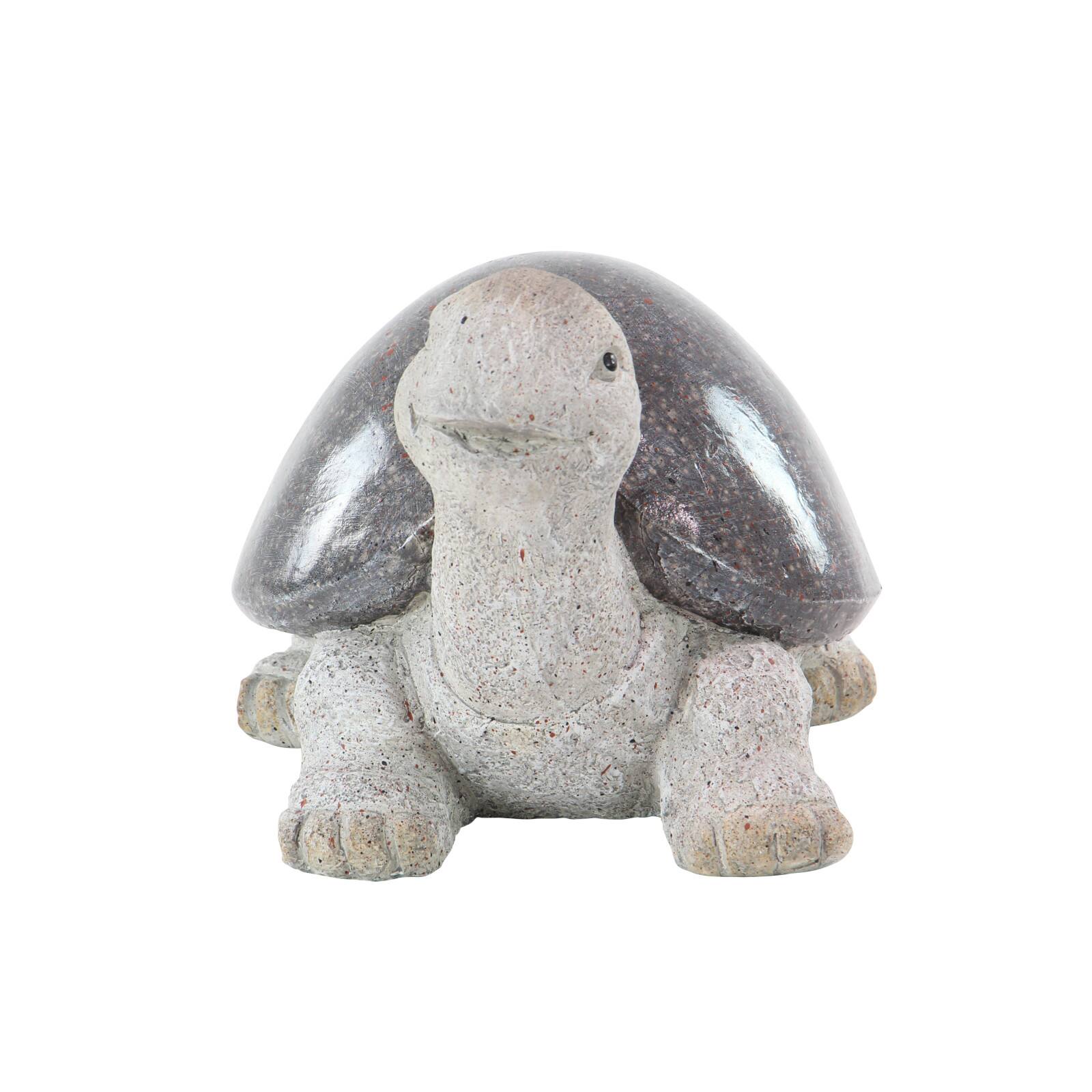 13&#x22; White Polystone Turtle Garden Sculpture