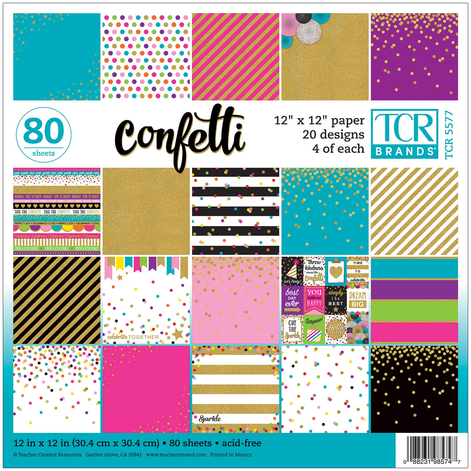 Teacher Created Resources Confetti Project Paper Pad, 12&#x22; x 12&#x22;