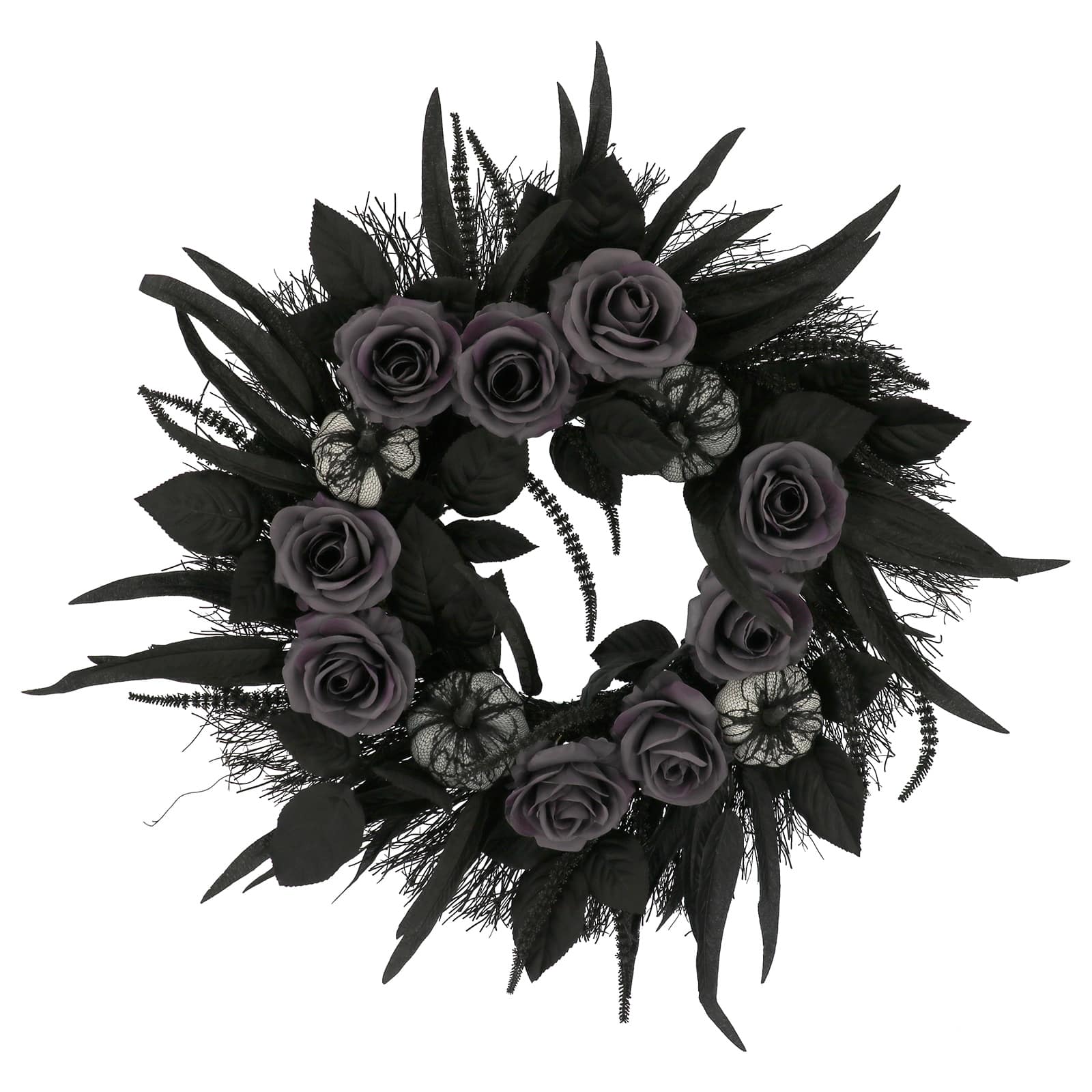 24&#x22; Black Pumpkin &#x26; Rose Wall Wreath by Ashland&#xAE;