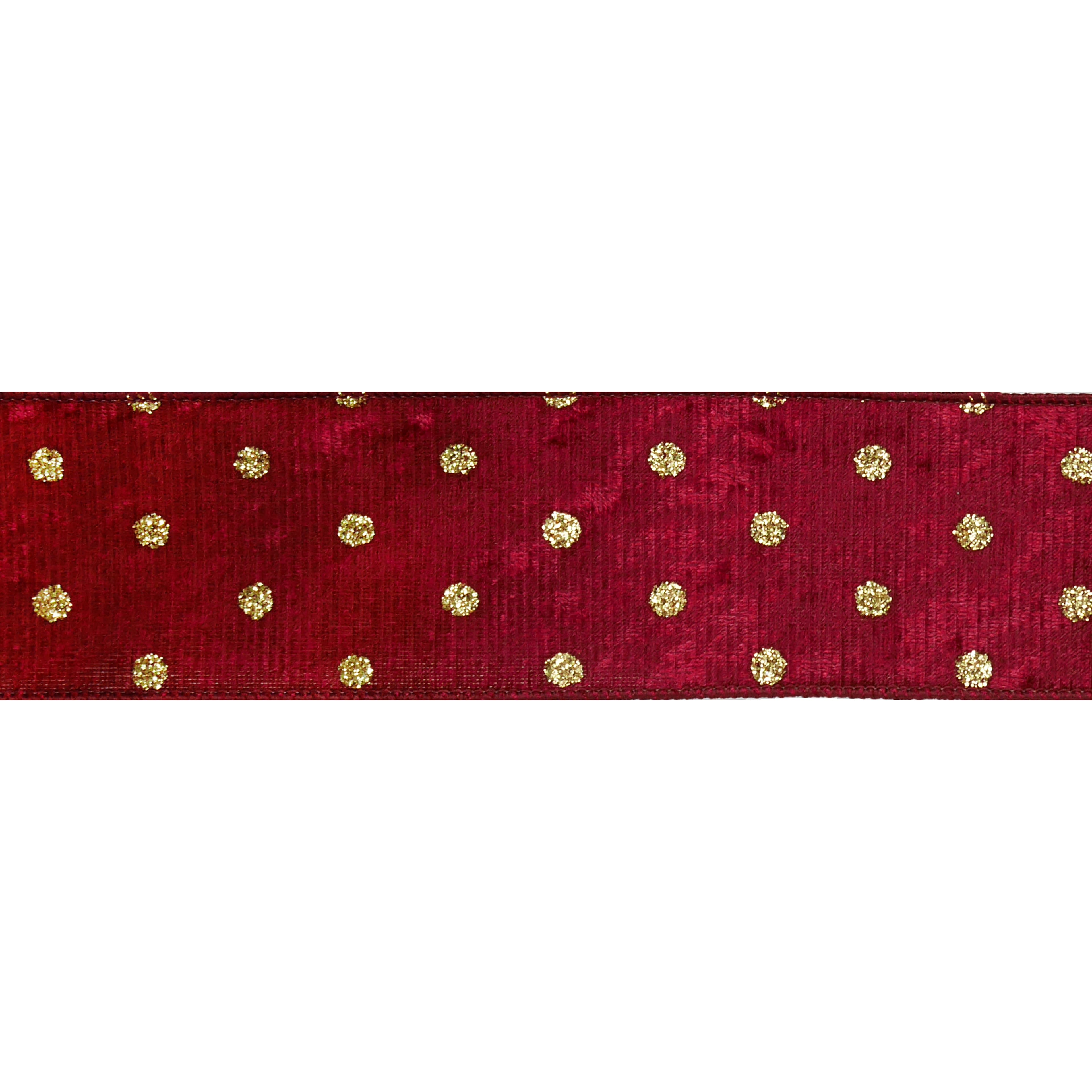 2.5&#x22; x 20ft. Burgundy &#x26; Gold Dots Wired Ribbon by Celebrate It&#xAE;