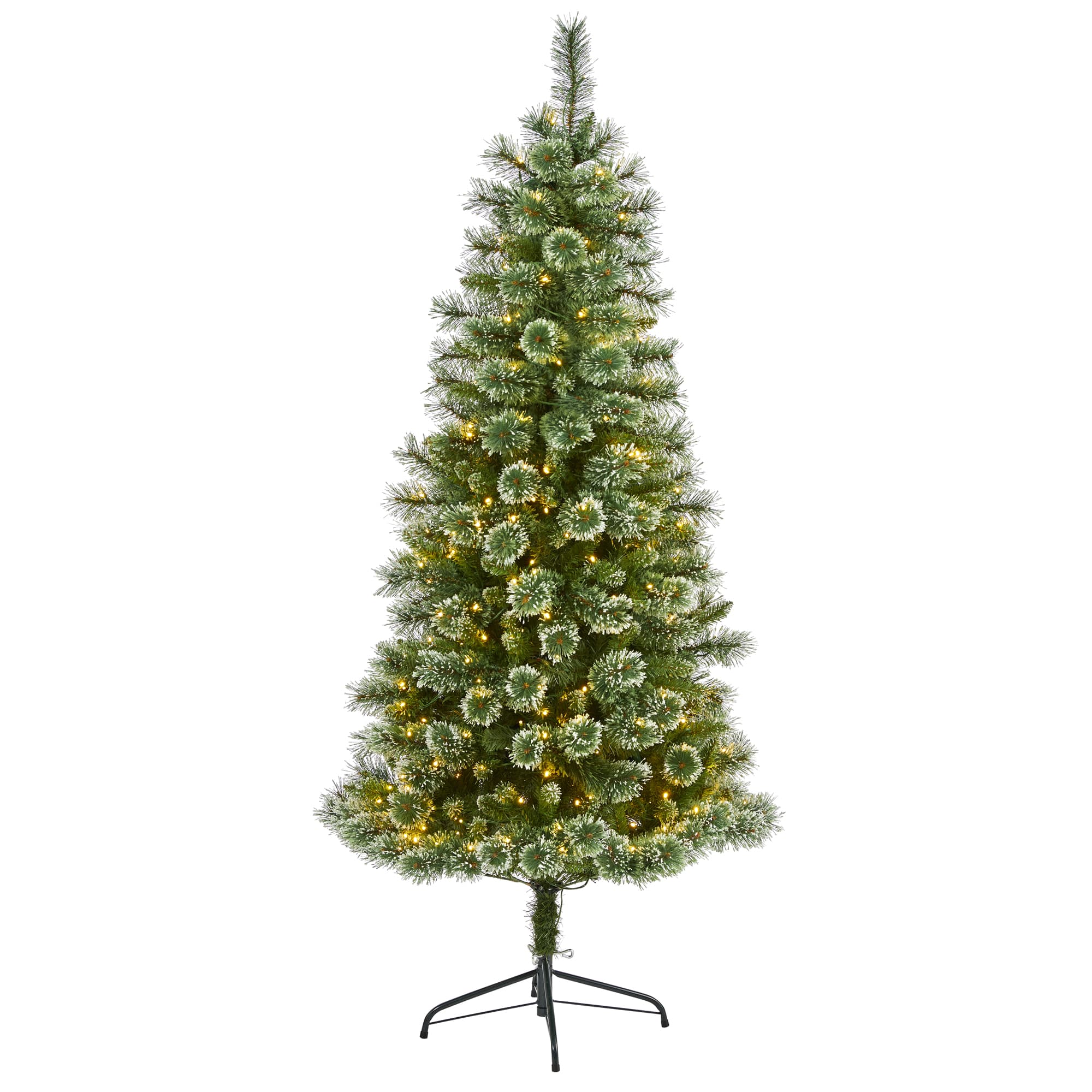 6ft. Pre-Lit Wisconsin Slim Snow Tip Pine Artificial Christmas Tree with Clear LED Lights