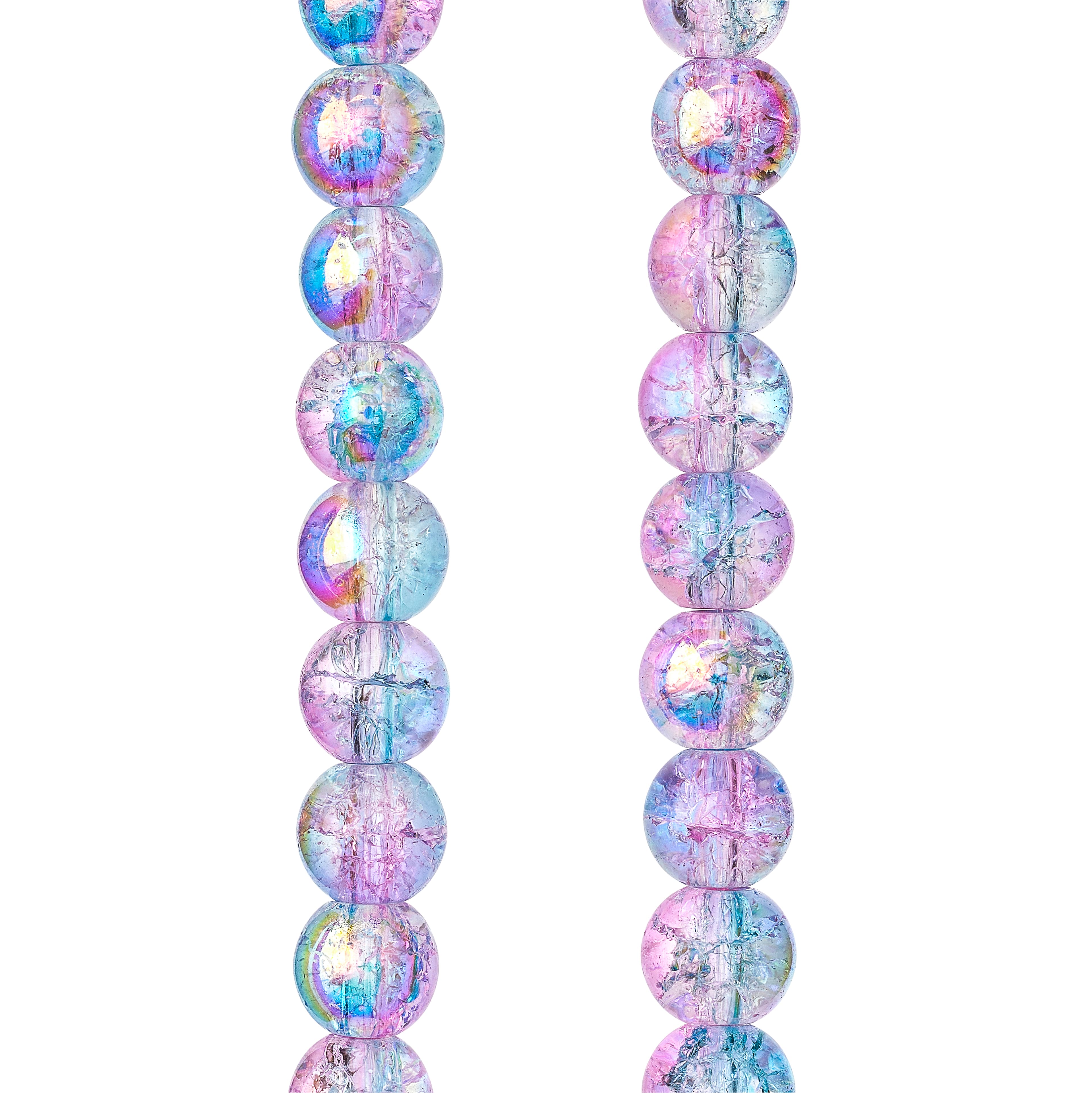 Pink & Blue Crackle Glass Round Beads, 8mm by Bead Landing™