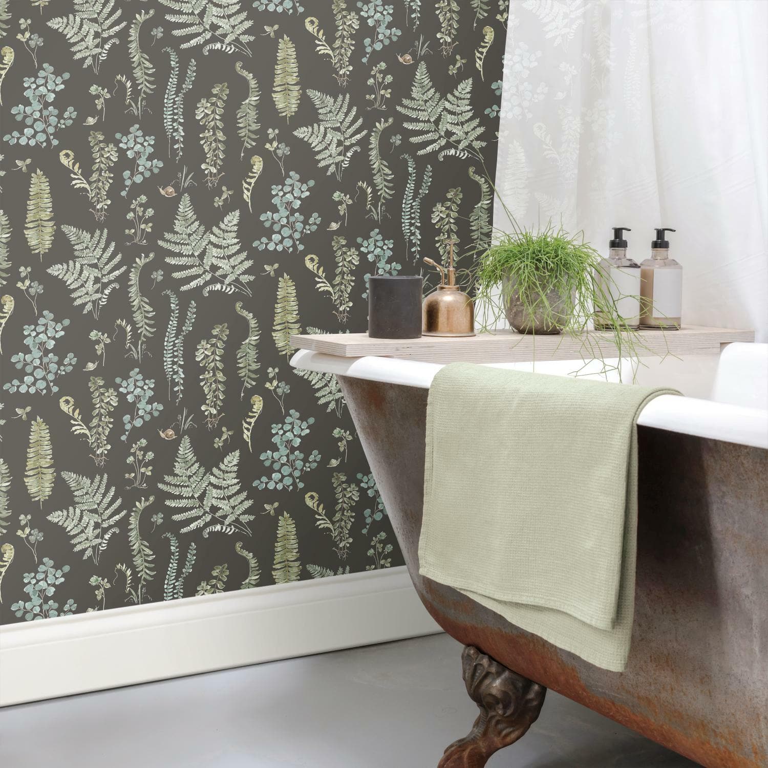 RoomMates Sage Fern Study Peel & Stick Wallpaper