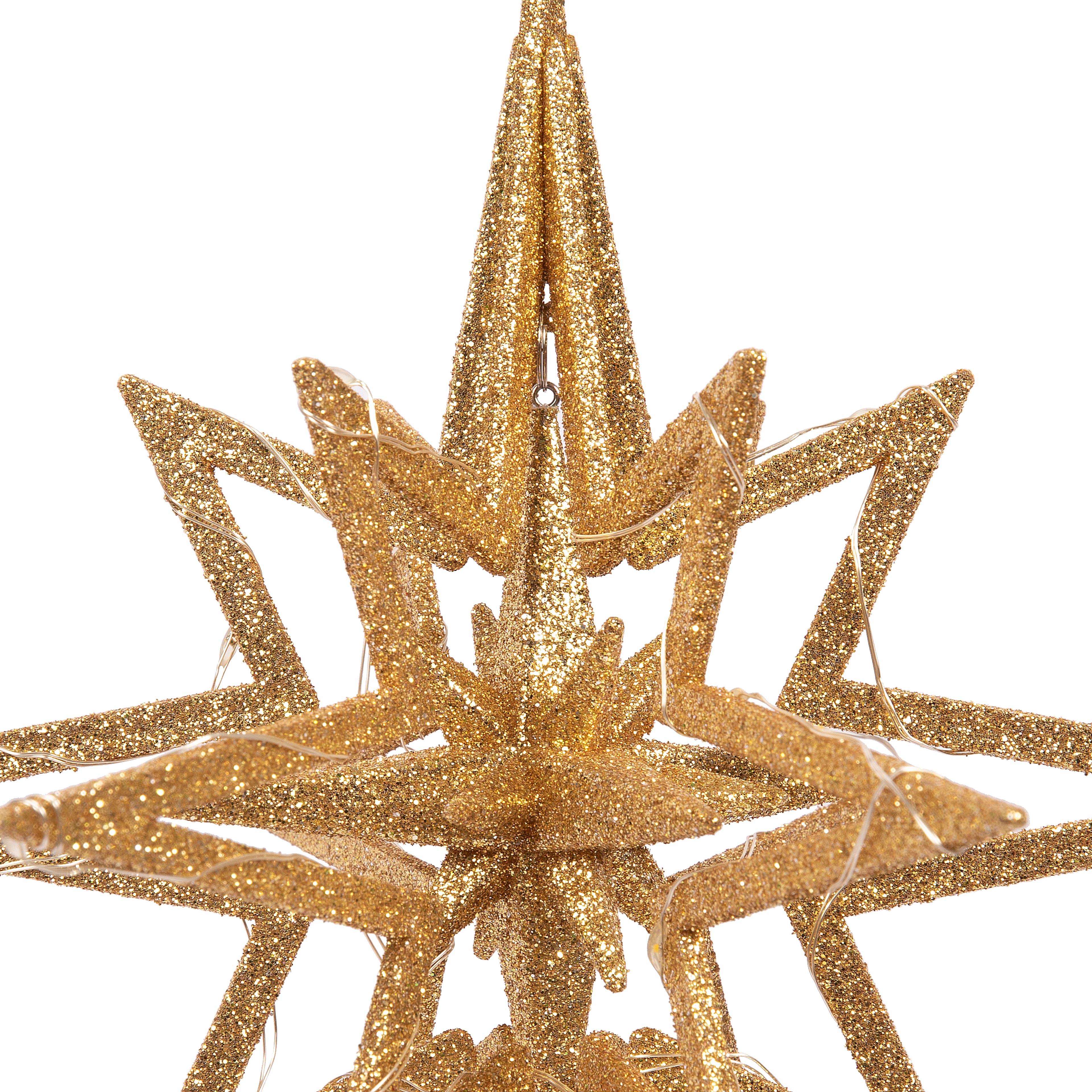 15ct. Warm White LED Gold Glitter 3D Tree Topper by Ashland&#xAE;