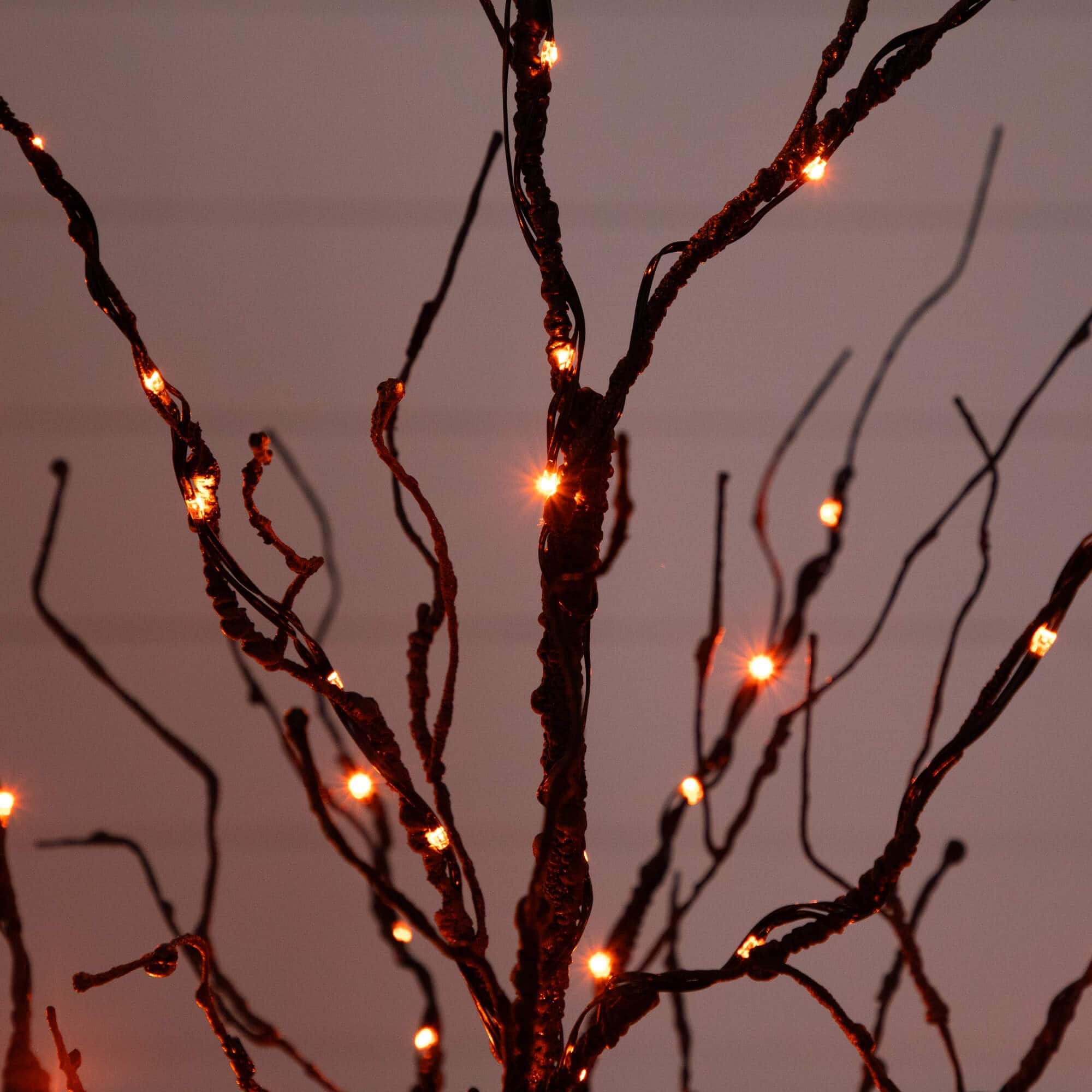 4ft. Pre-Lit Halloween Black Twig Artificial Tree with 180 Orange &#x26; Purple LED Lights