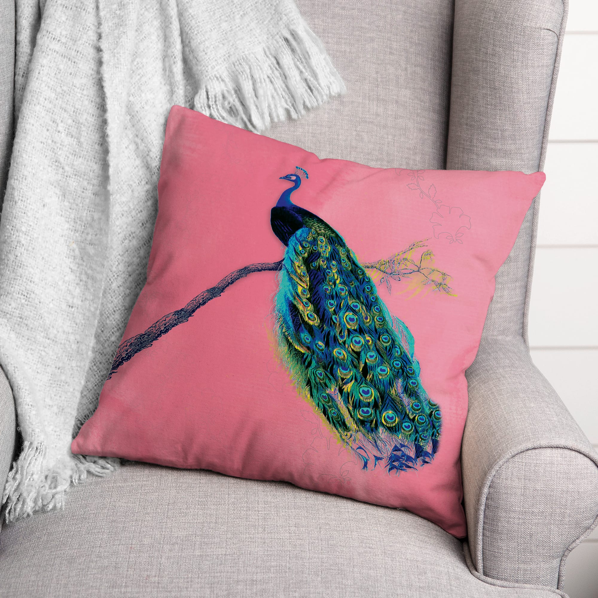 Regal Peacock 18&#x22; x 18&#x22; Throw Pillow