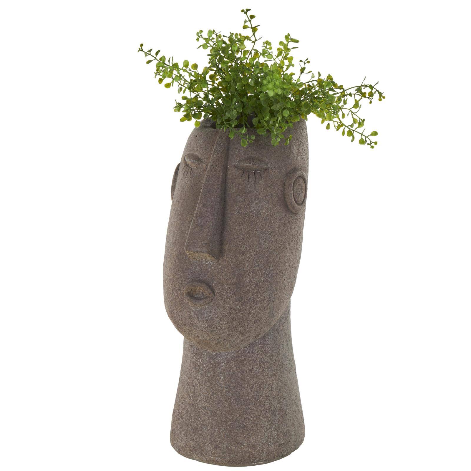 17&#x22; Textured Brown Woman Head Planter