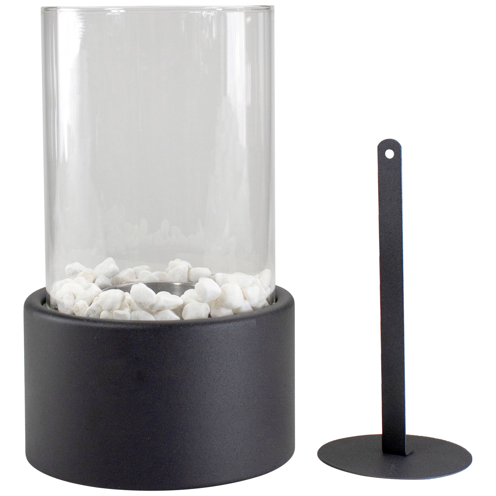 10.5&#x22; Bio Ethanol Round Portable Tabletop Fireplace with Black Base