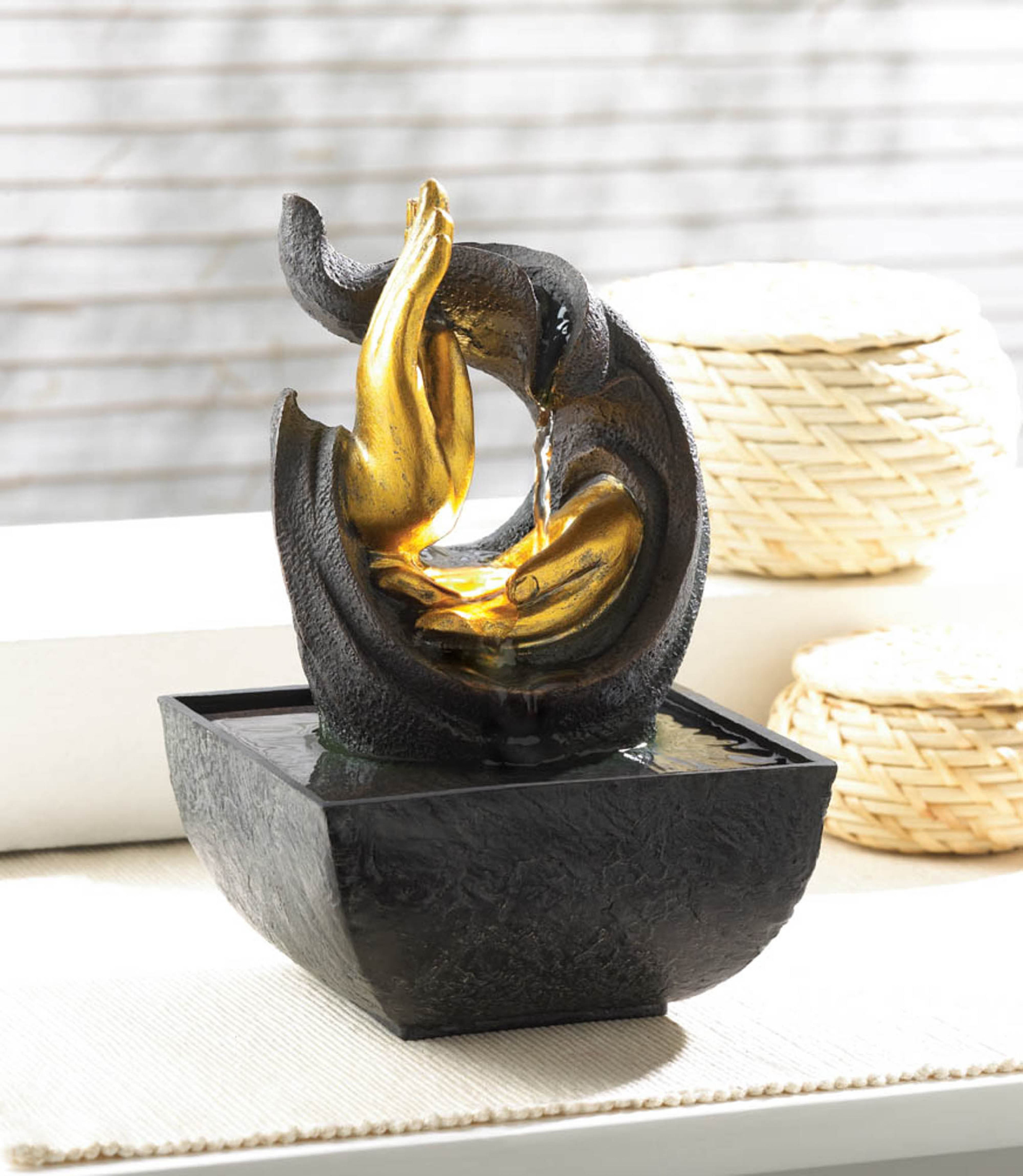 8&#x22; Golden Hands LED Tabletop Fountain