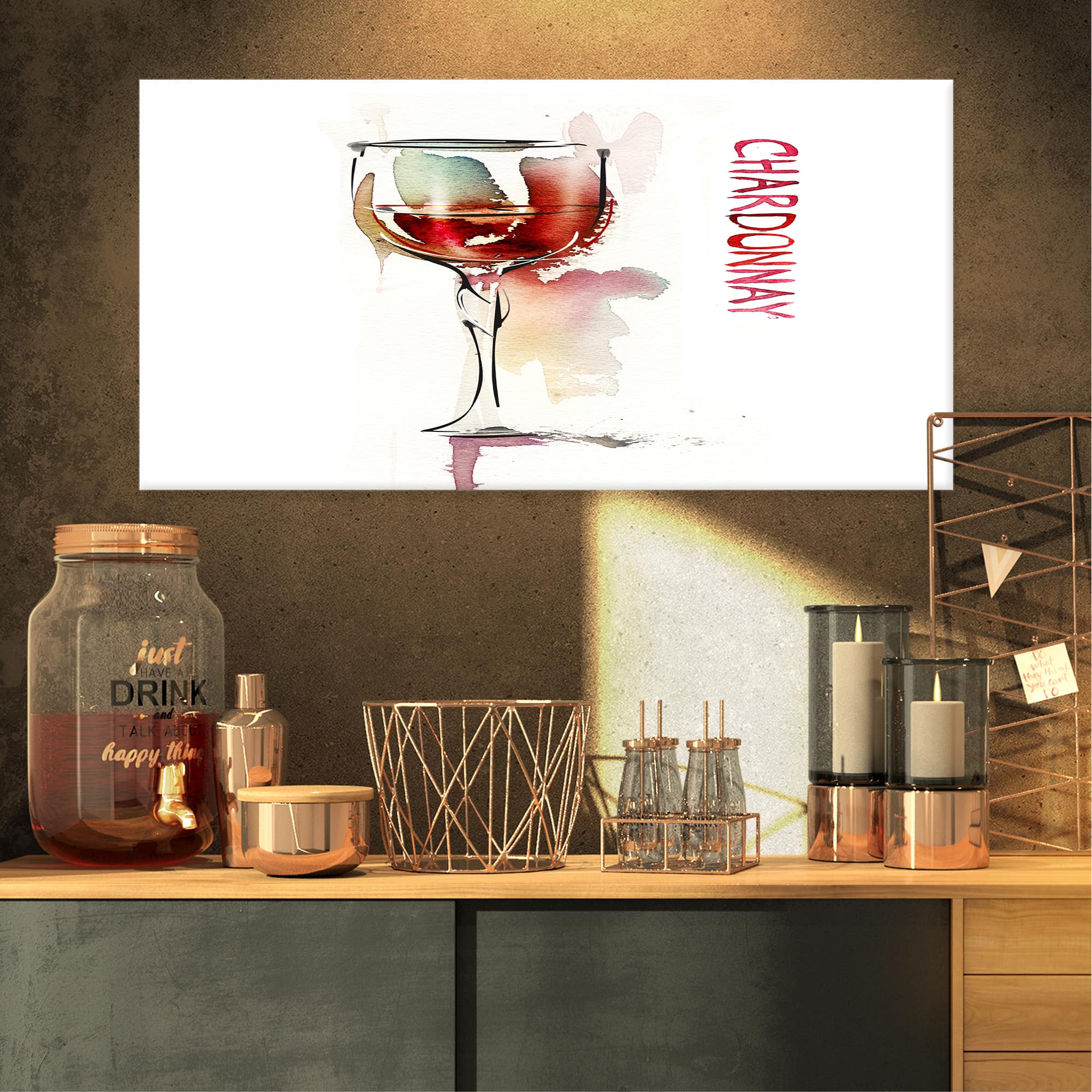 Designart - Red Wine on White Background - Contemporary Canvas Art Print