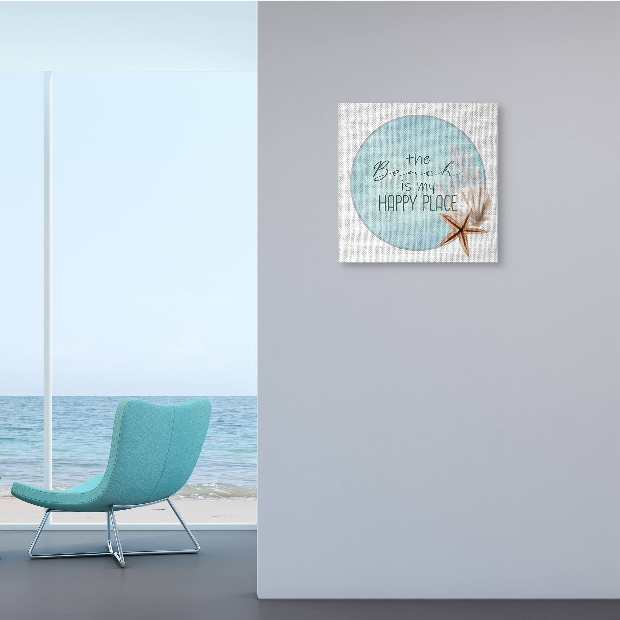 Stupell Industries Beach is my Happy Place Shell Starfish Wall Art