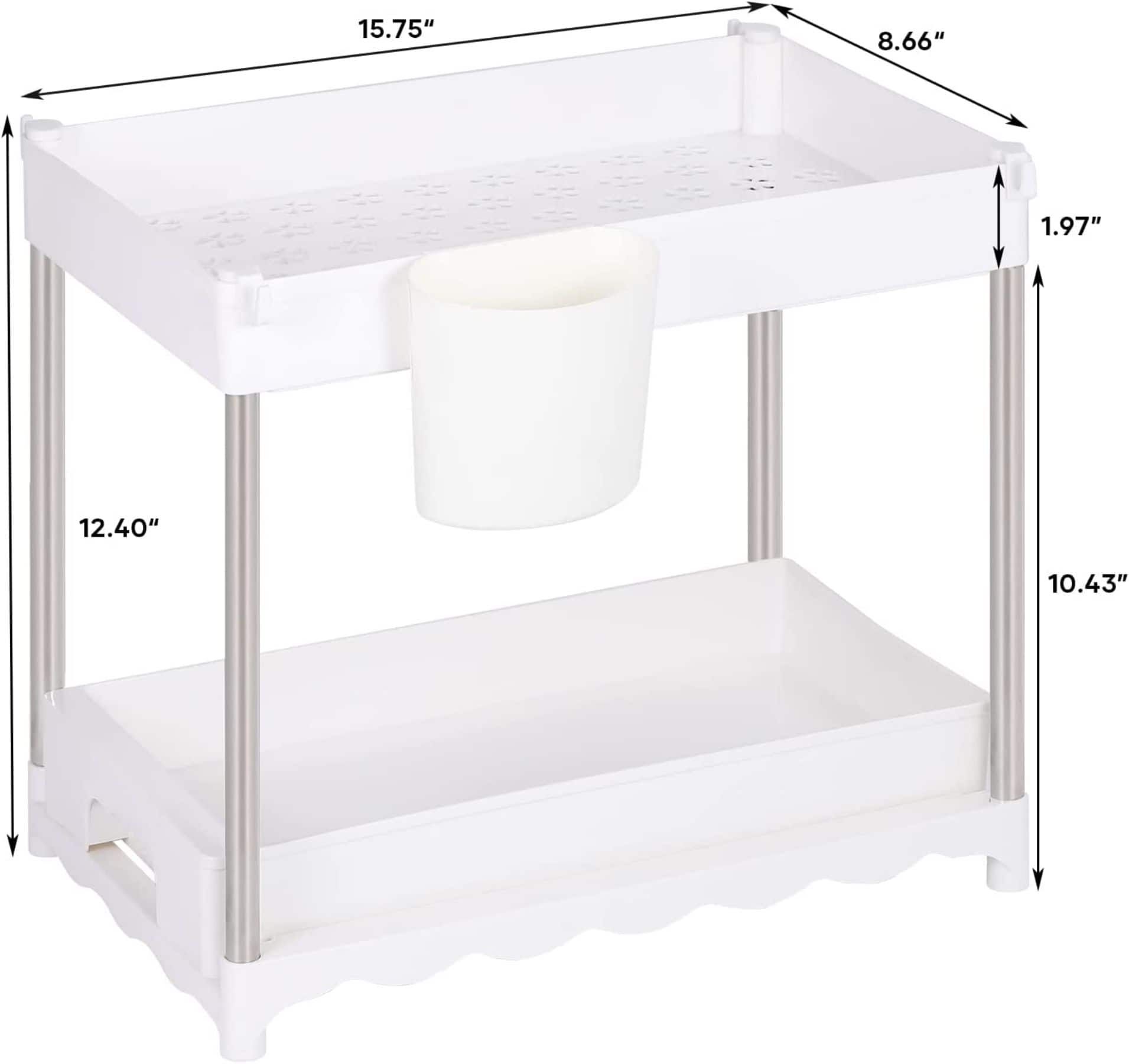 NEX™ 16" 2-Tier Under Sink Organizer with Sliding Drawer