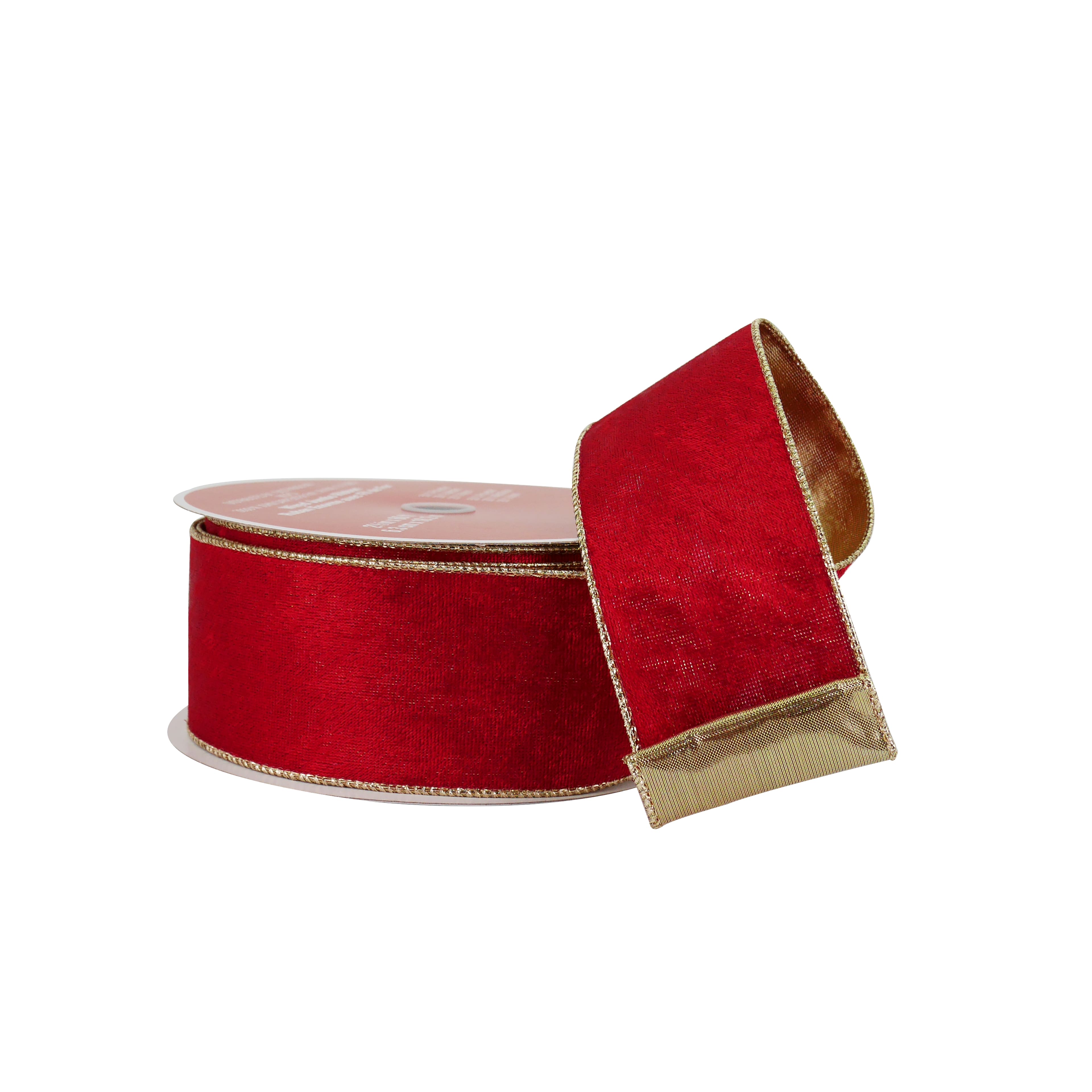 2.5&#x22; x 60ft. Burgundy Velvet with Gold Back Wired Jumbo Ribbon by Celebrate It&#xAE;