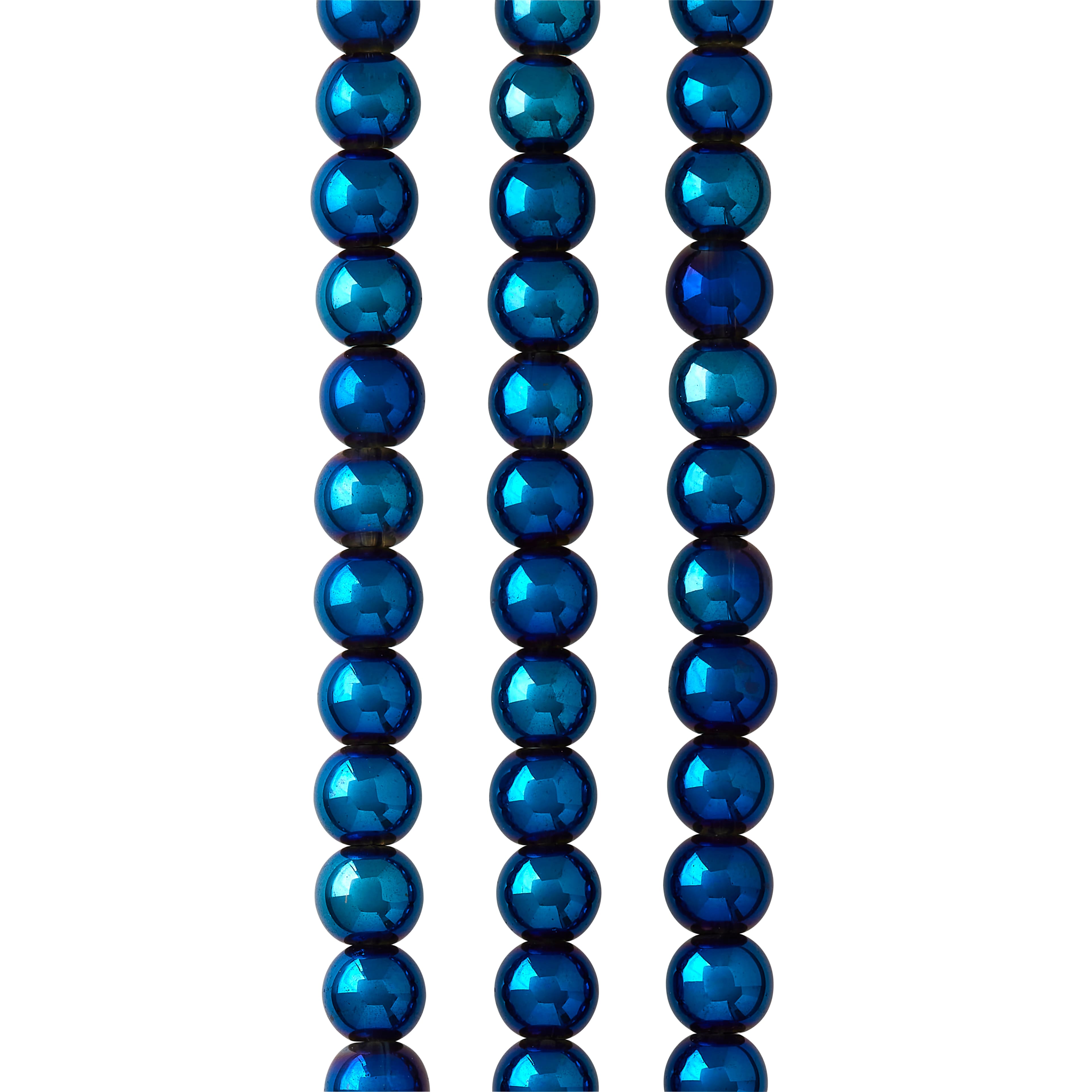 Iris Blue Round Glass Beads, 8mm by Bead Landing™