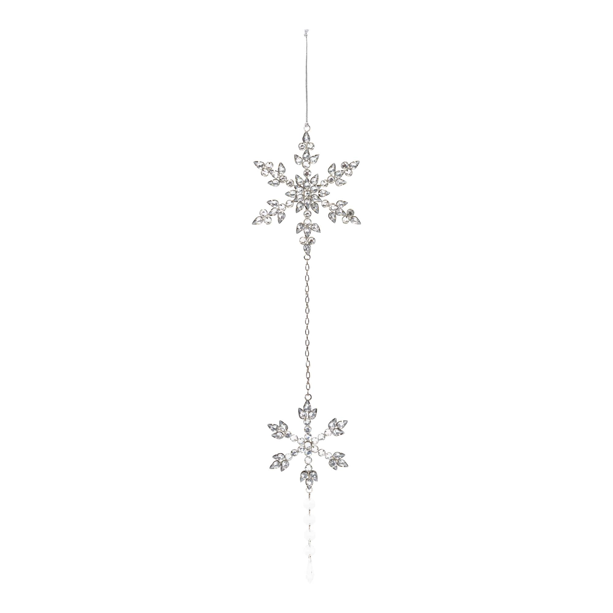 6ct. Jeweled Metal Snowflake Drop Ornament