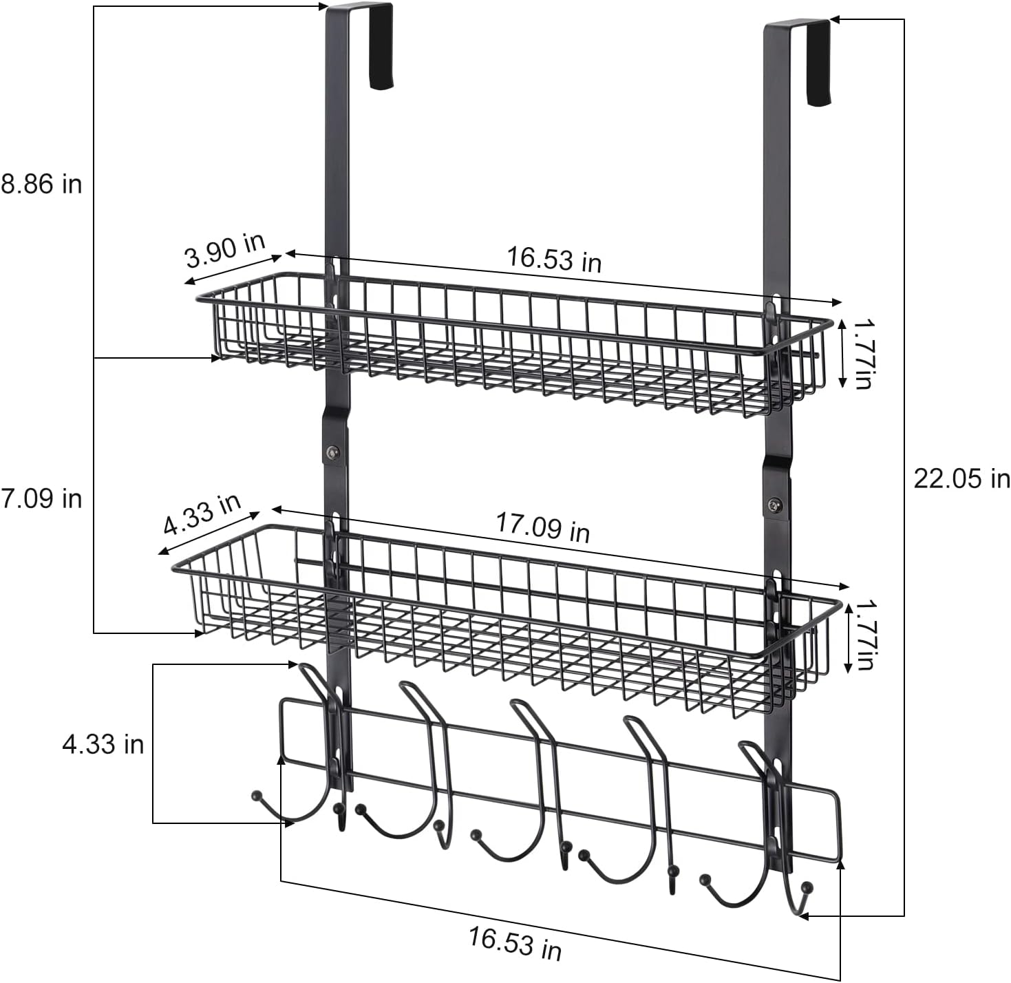 NEX&#x2122; Over the Door Basket Hook Organizer
