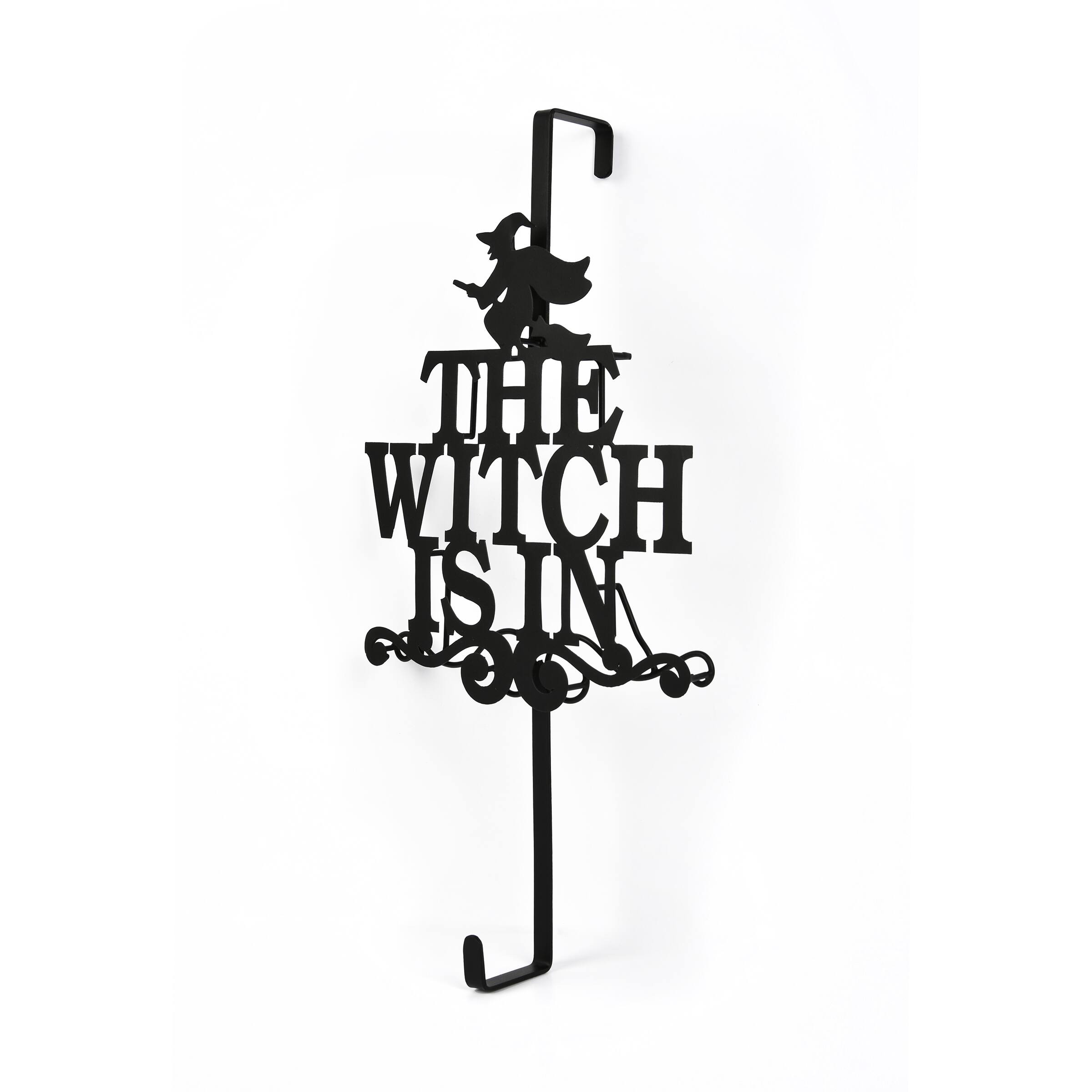18" Halloween The Witch Is In Wreath Hanger