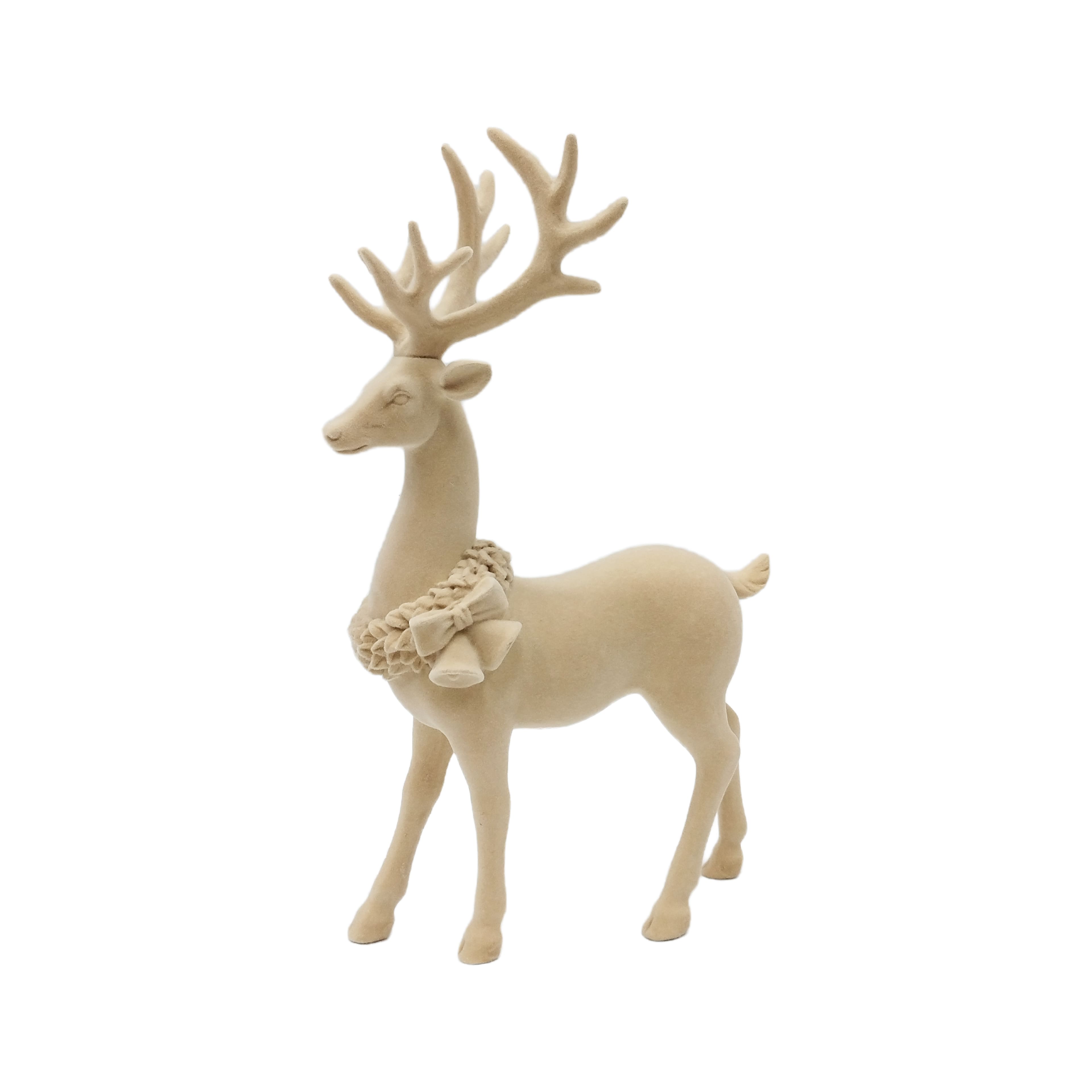 12.75&#x22; Flocked Standing Deer D&#xE9;cor by Ashland&#xAE;