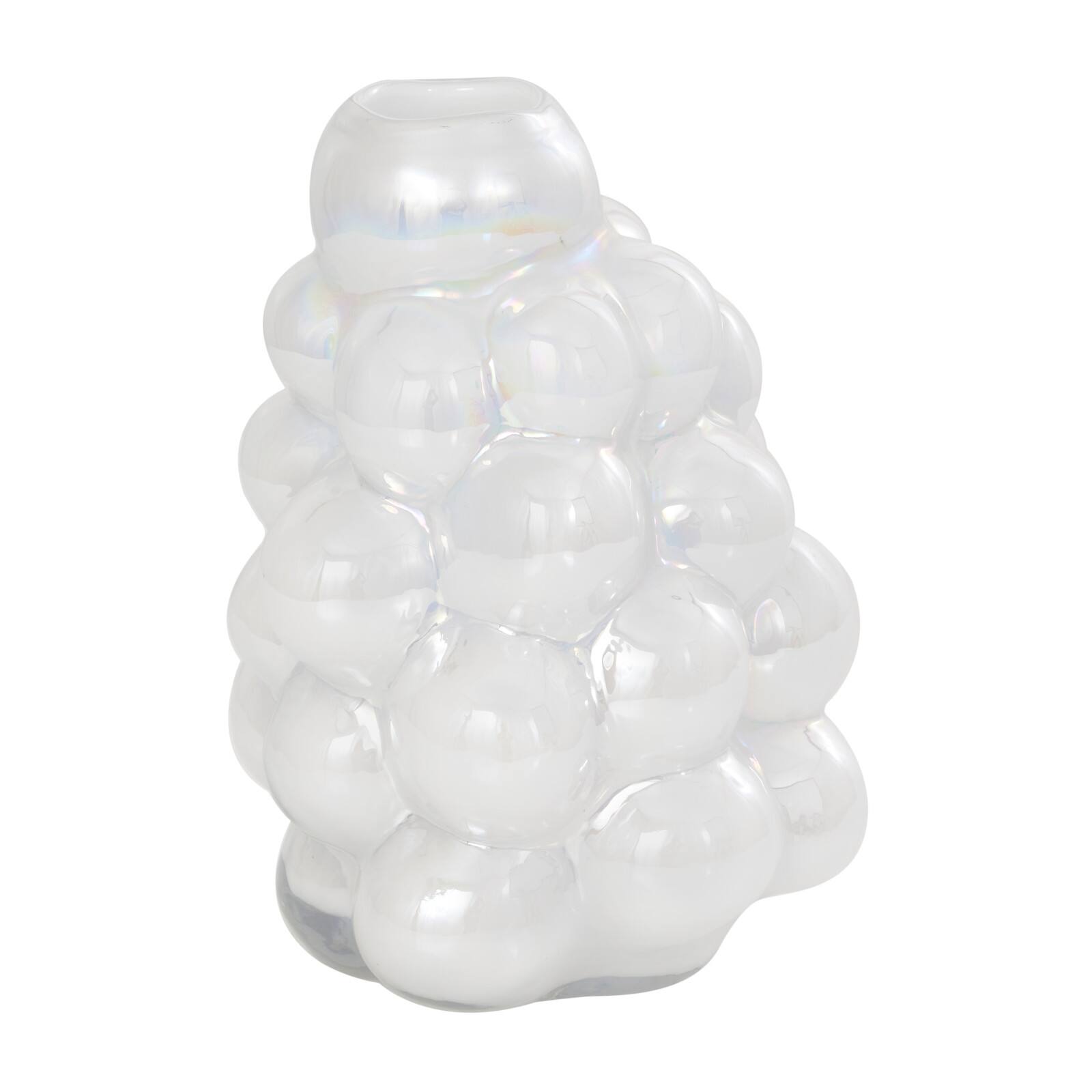 12&#x22; Clear Abstract Handmade Bubble Glass Vase