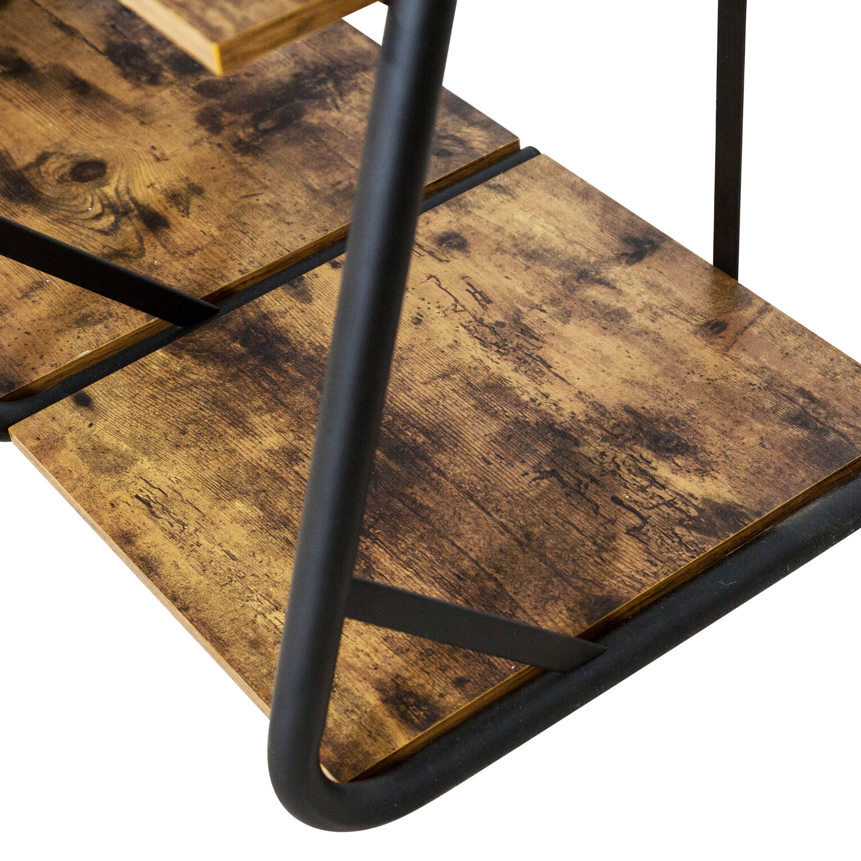 Honey Can Do 68" Freestanding Open Closet Wardrobe with Wood Shelf & Black Metal Frame