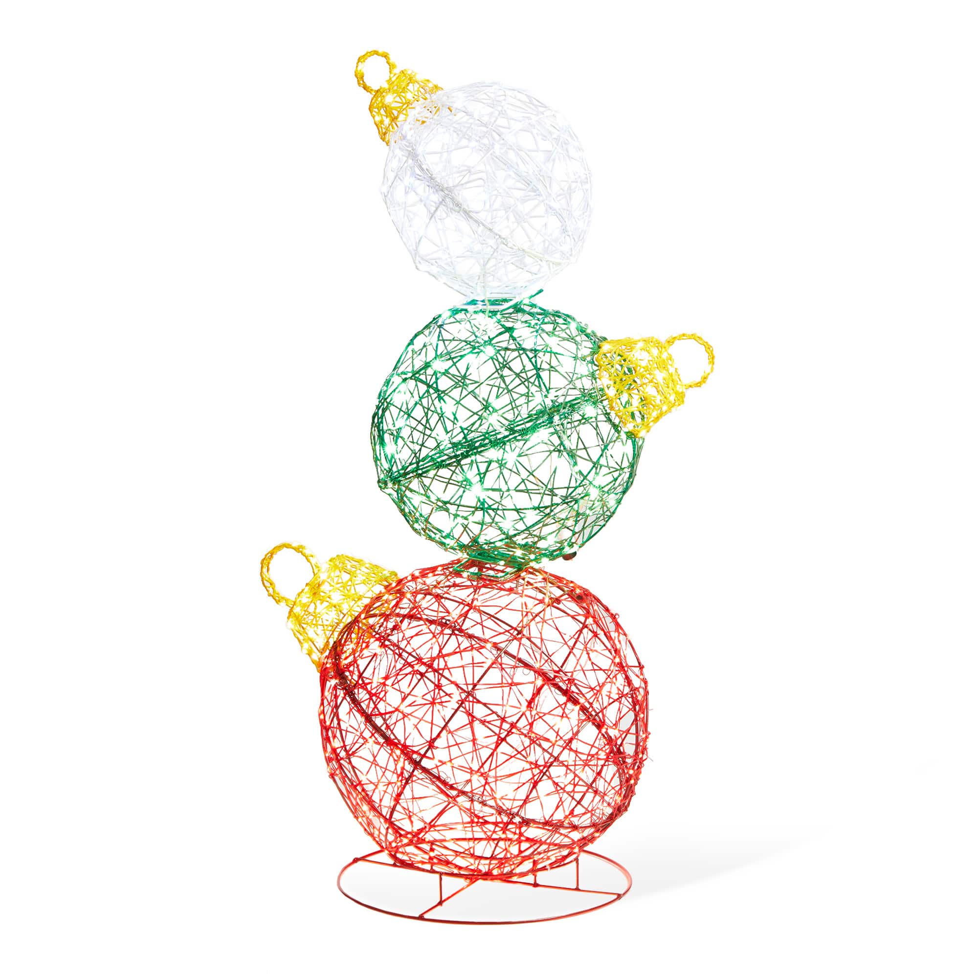 Glitzhome&#xAE; 3ft. Lighted Christmas 3D Stacked Ornaments Outdoor D&#xE9;cor