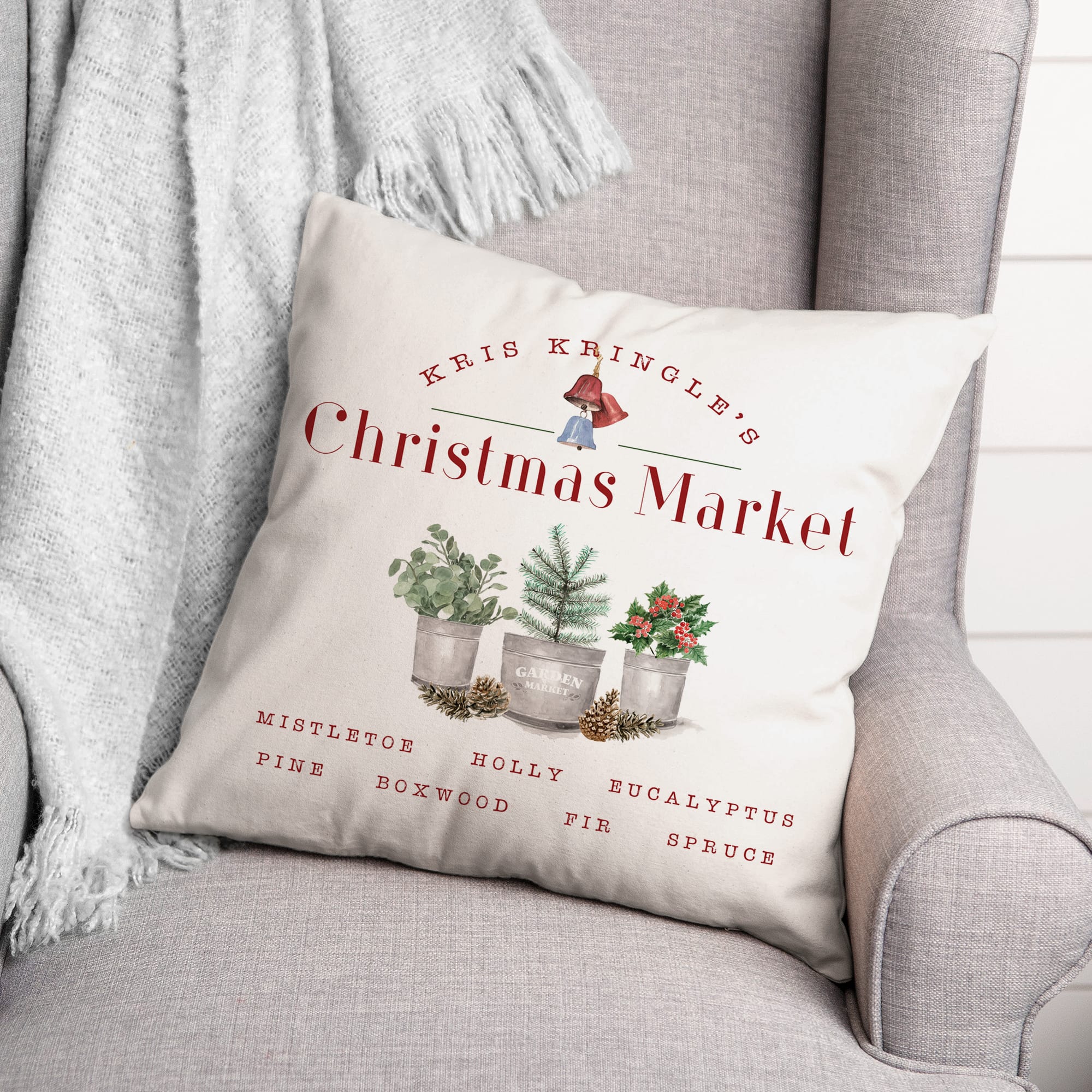 Kringle's Christmas Market Throw Pillow