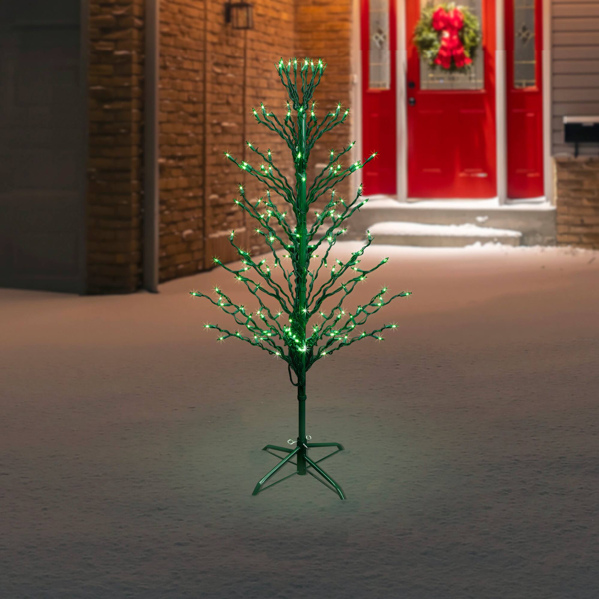 4ft. Pre-Lit Green Slim Profile Cascade Twig Christmas Tree 