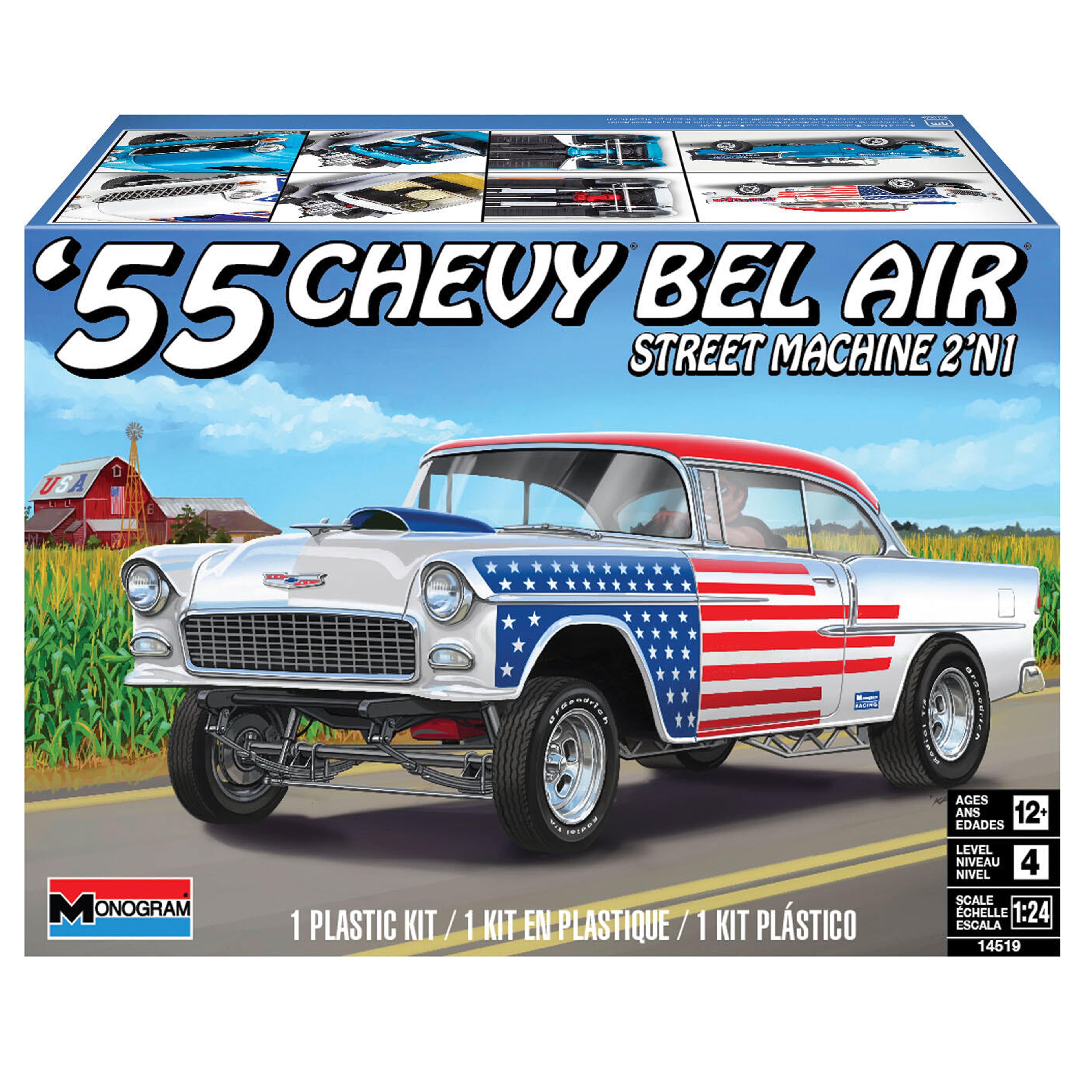 &#x27;55 Chevy Bel Air Street Machine 2-in-1 Model Car Kit