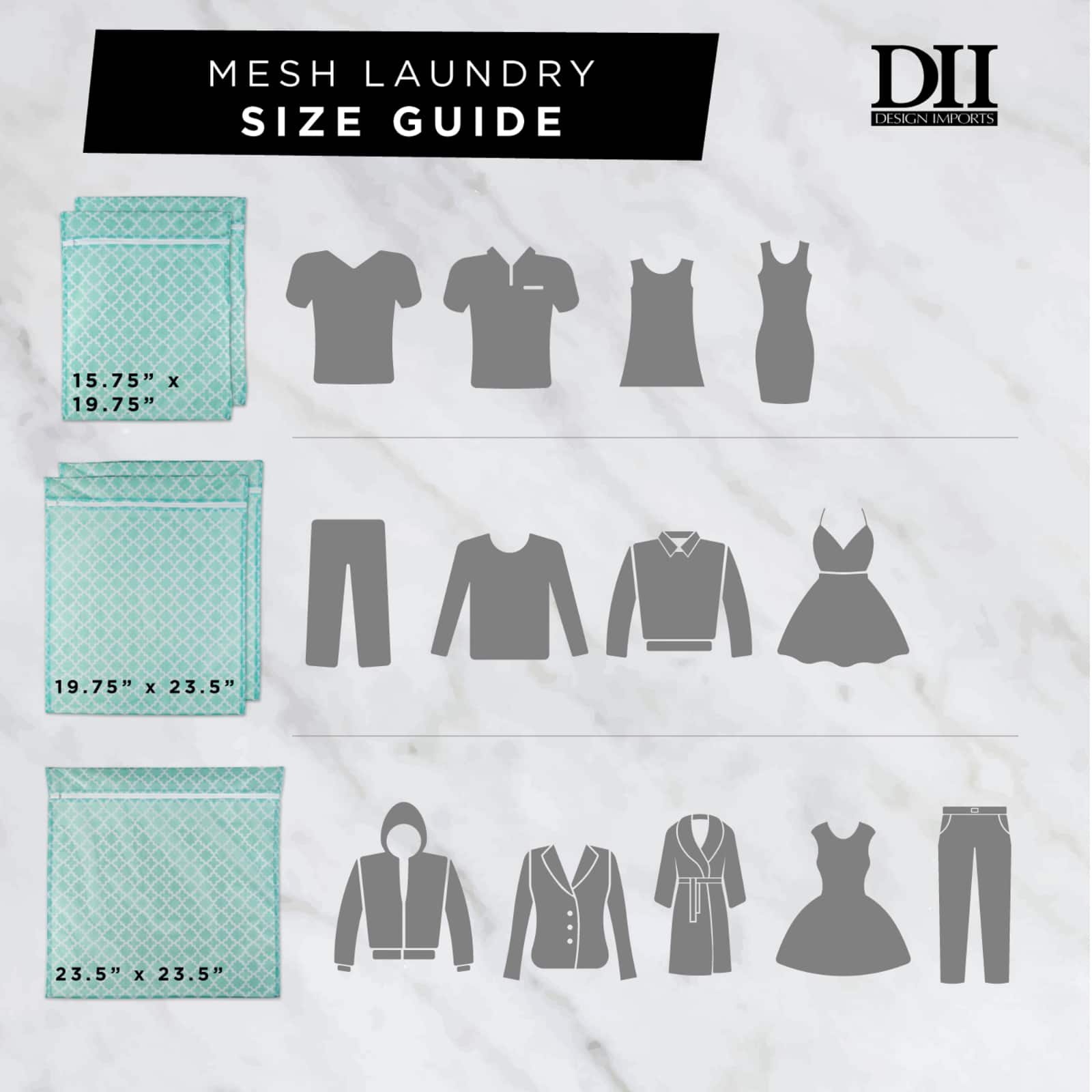 DII® Aqua Lattice Mesh Laundry Bags, Set G