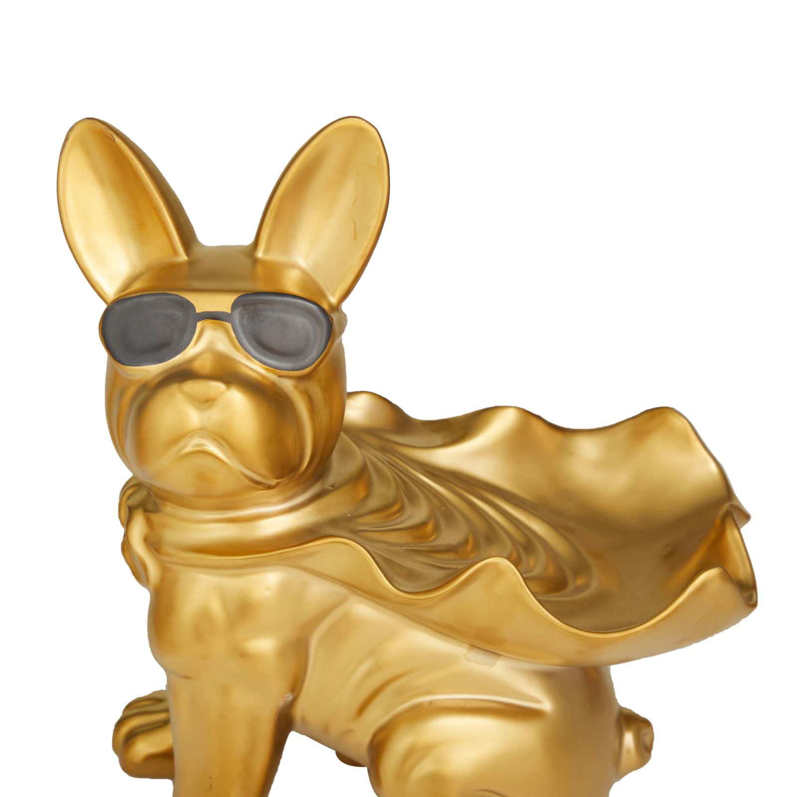 CosmoLiving by Cosmopolitan 10" Gold Bulldog Sculpture with Sunglasses Set