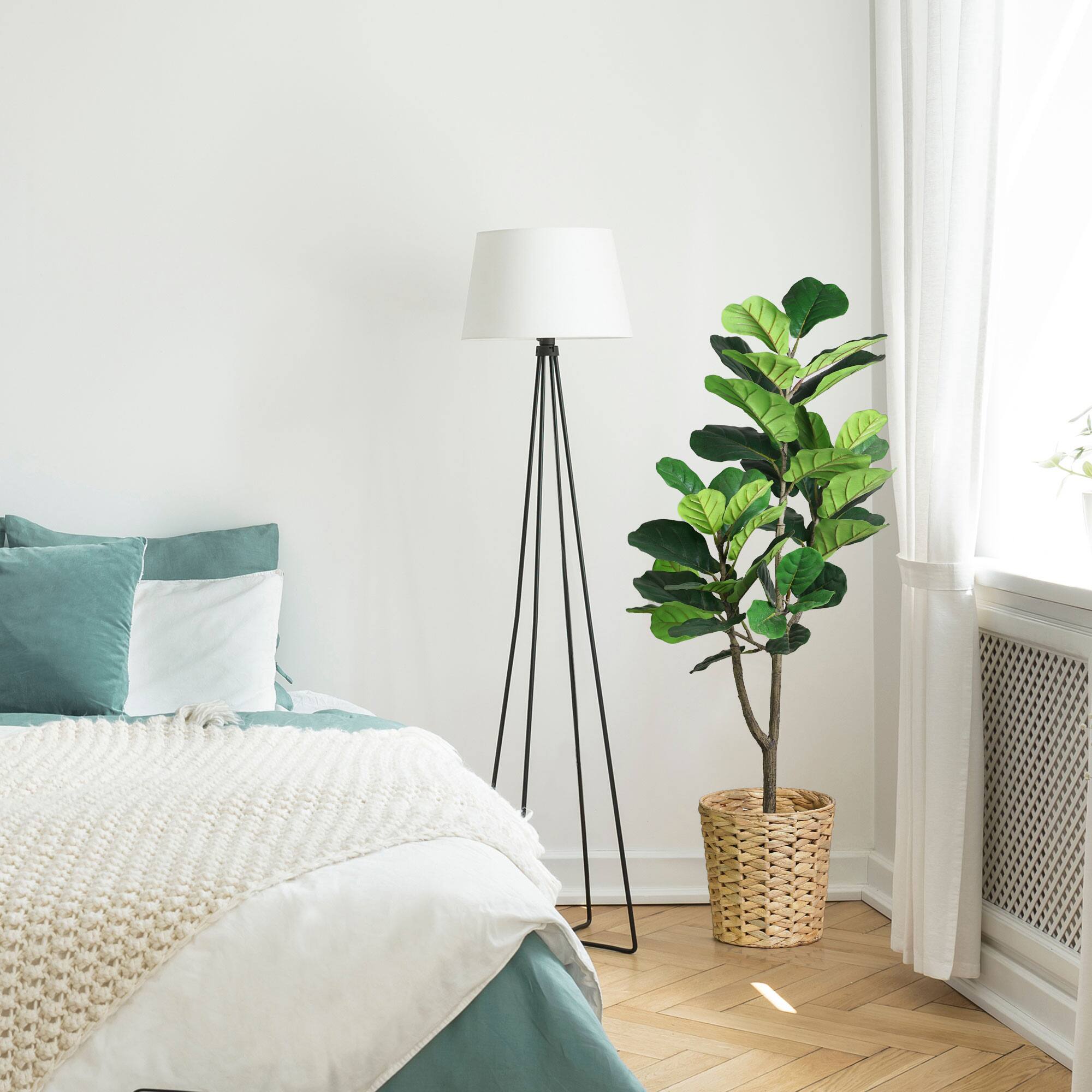 American Art Decor 4ft. Fiddle Fig Tree in Woven Basket