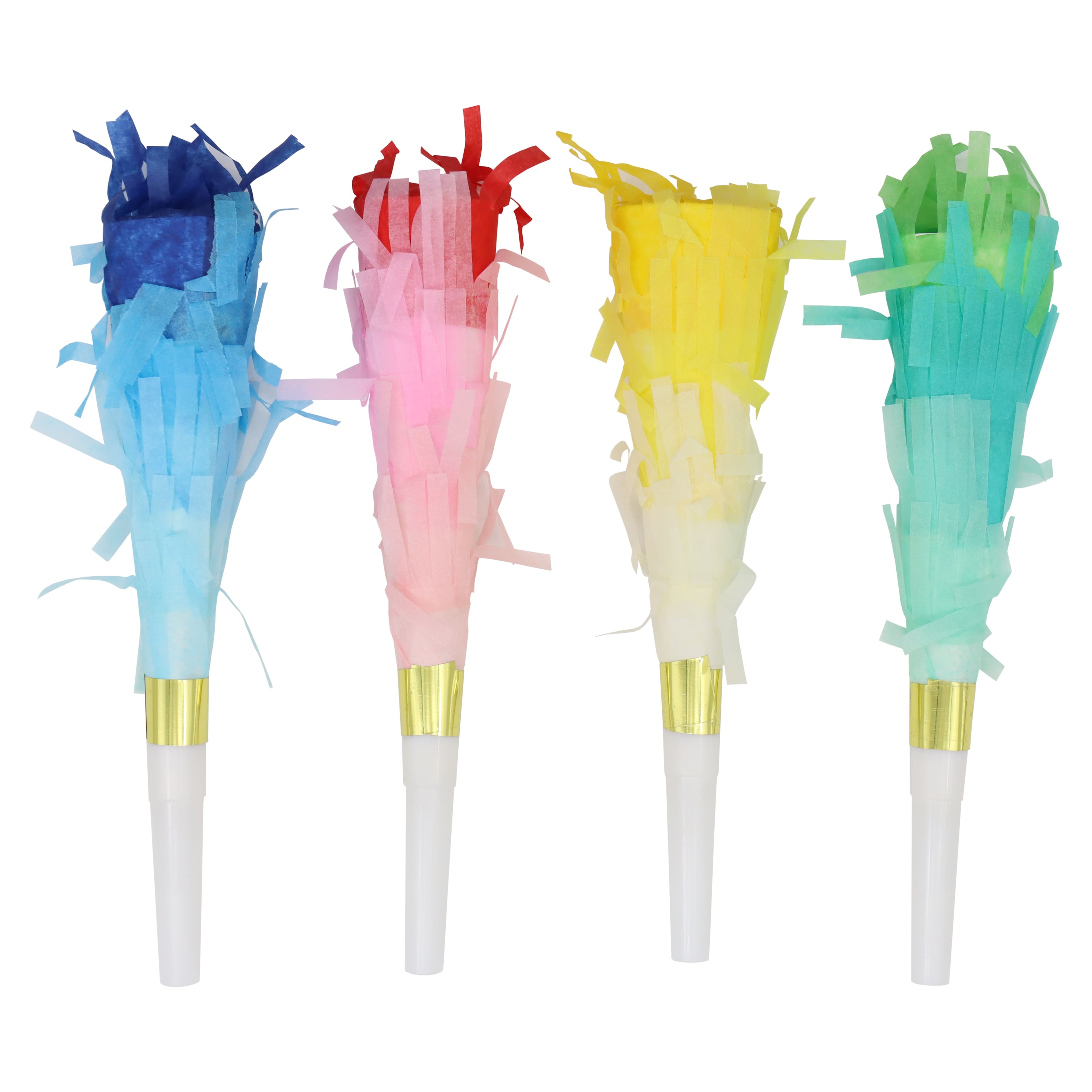 12 Packs: 4 ct. (48 total) 7" Multicolor Fringe Party Horns by Celebrate It™