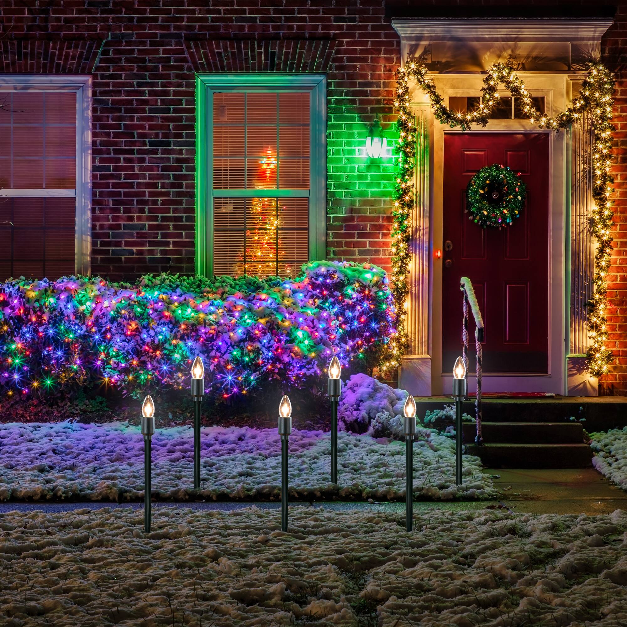 Mighty Light Clear C9 Christmas Pathway Marker Set, Green Wire