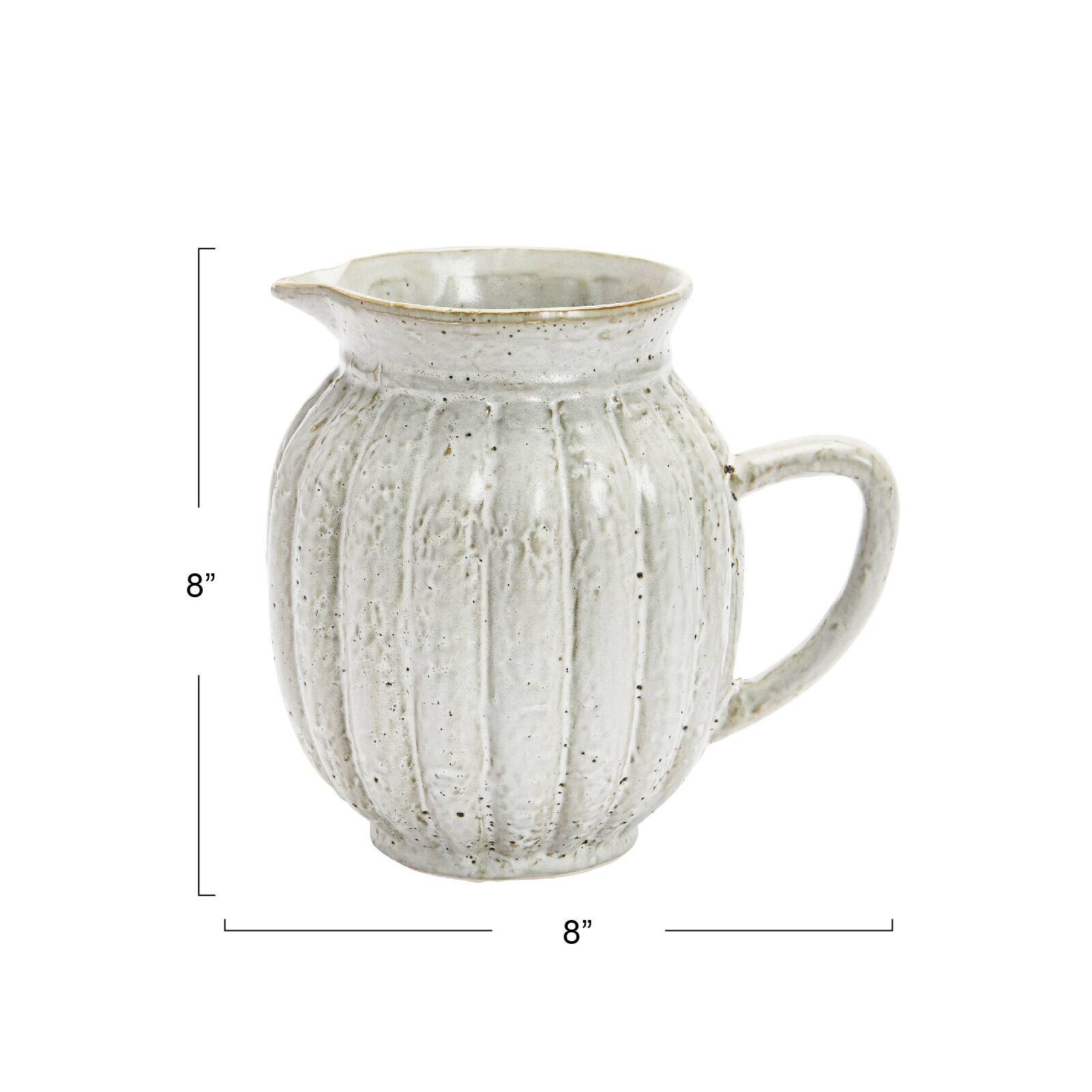 Hello Honey® 2.5qt. Antique White Stoneware Fluted Pitcher