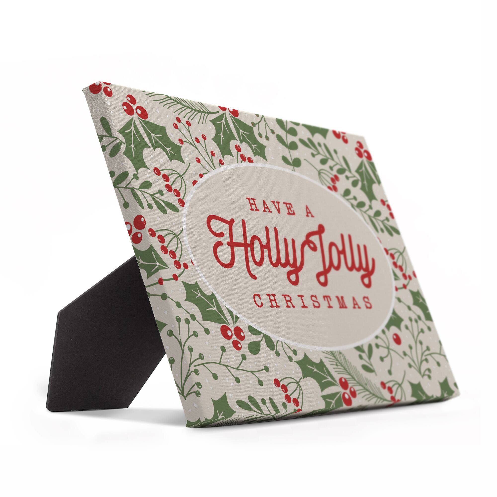Holly Jolly Christmas Tabletop Canvas
