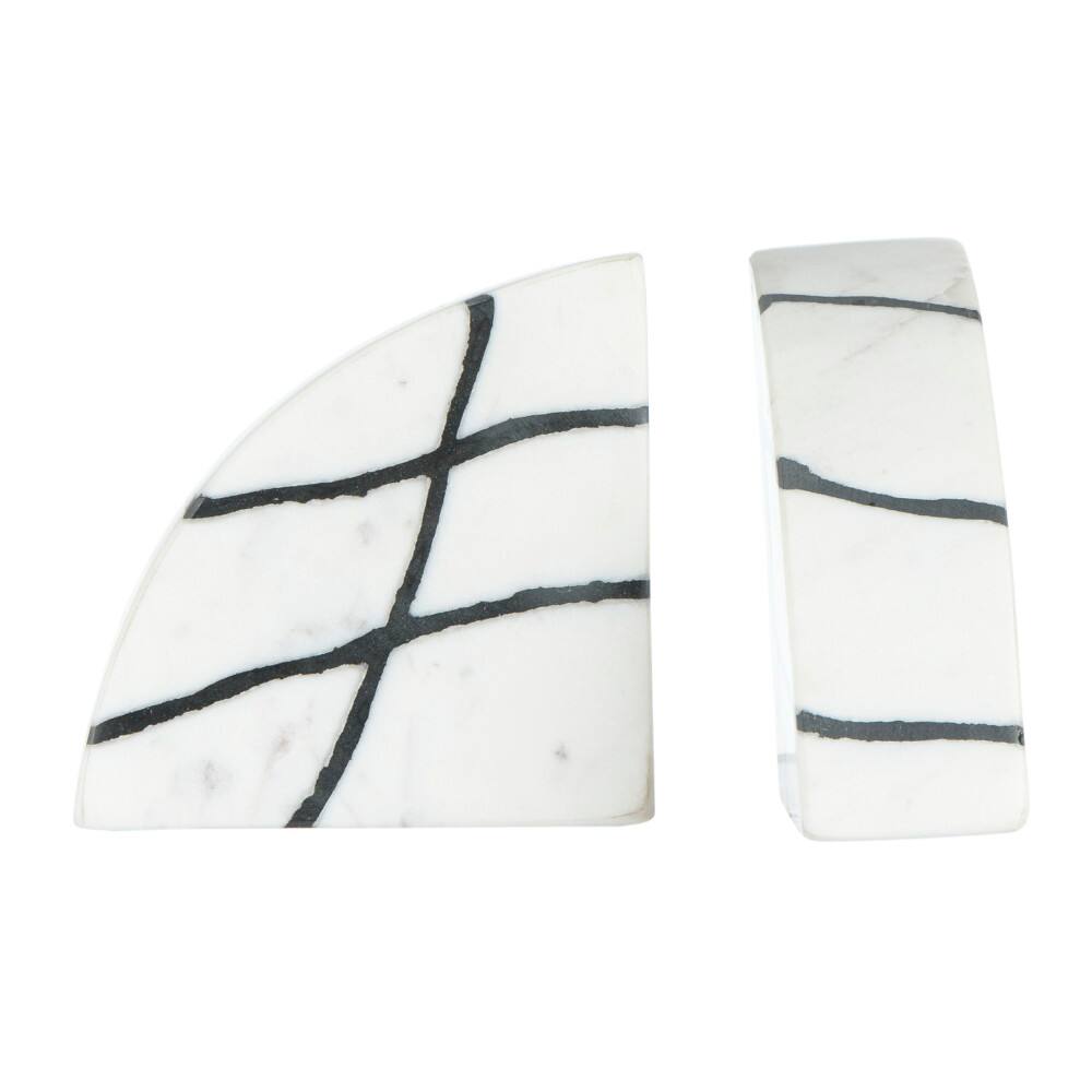 Hello Honey&#xAE; 6&#x22; White &#x26; Black Marble Bookends Set