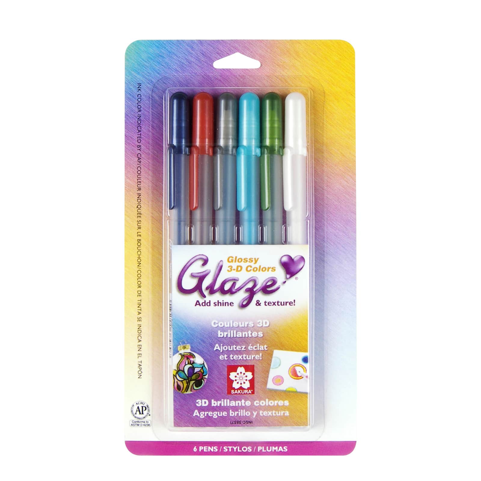 Sakura Glaze Assorted Colors 3-D Glossy Ink Pen Set 
