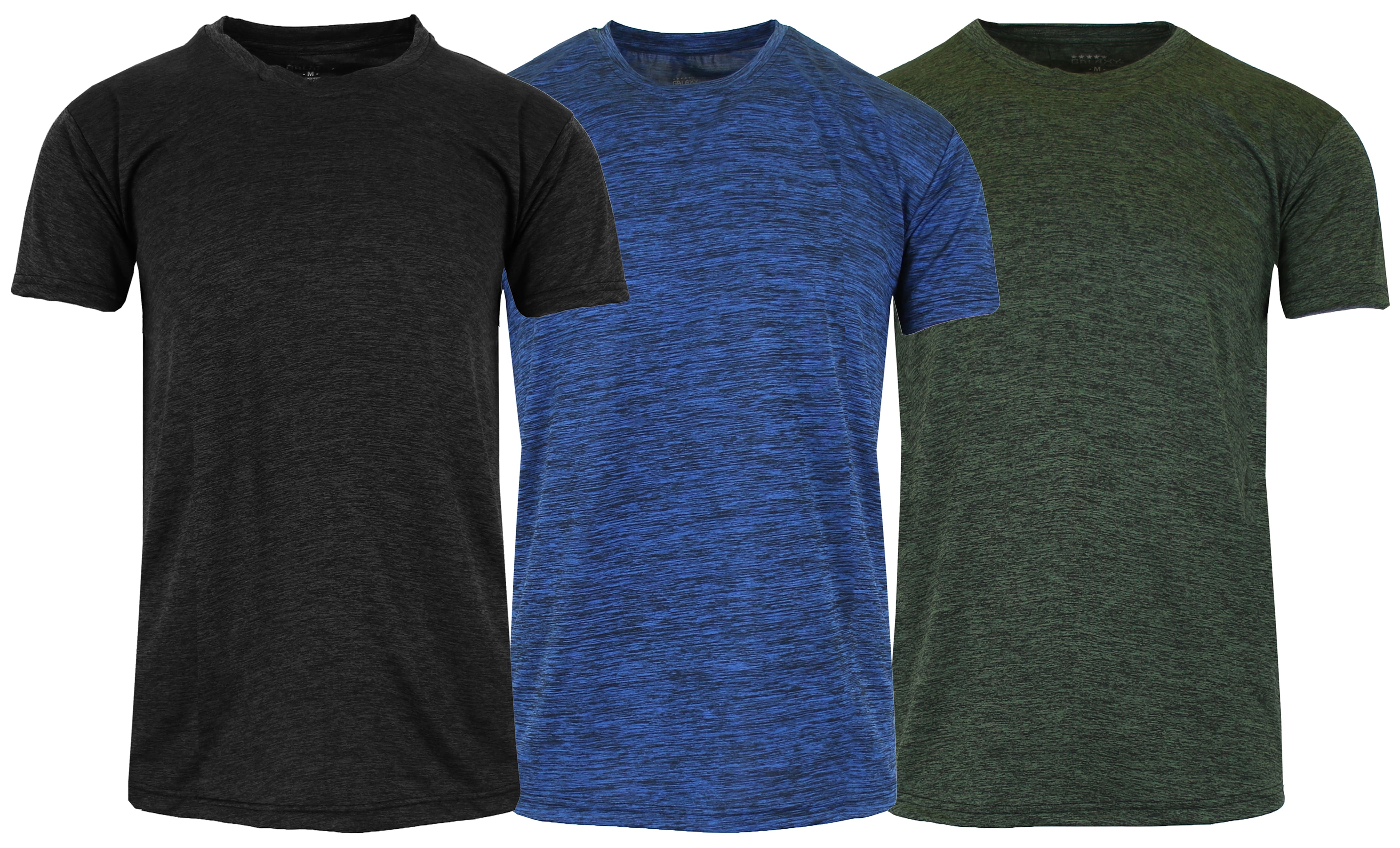 Galaxy By Harvic Men's Short Sleeve Moisture Wicking Wrinkle Free Performance Tee