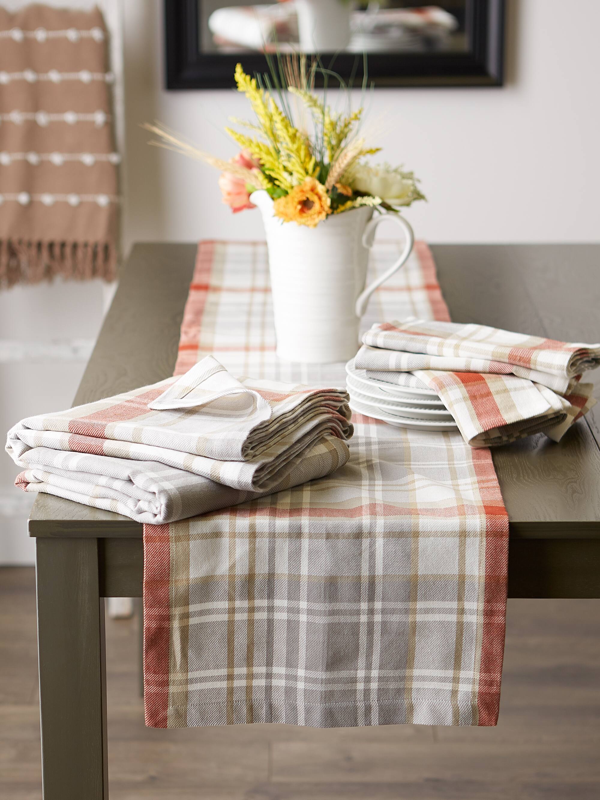 DII&#xAE; 52&#x22; Plaid Thanksgiving Cozy Picnic Tablecloth